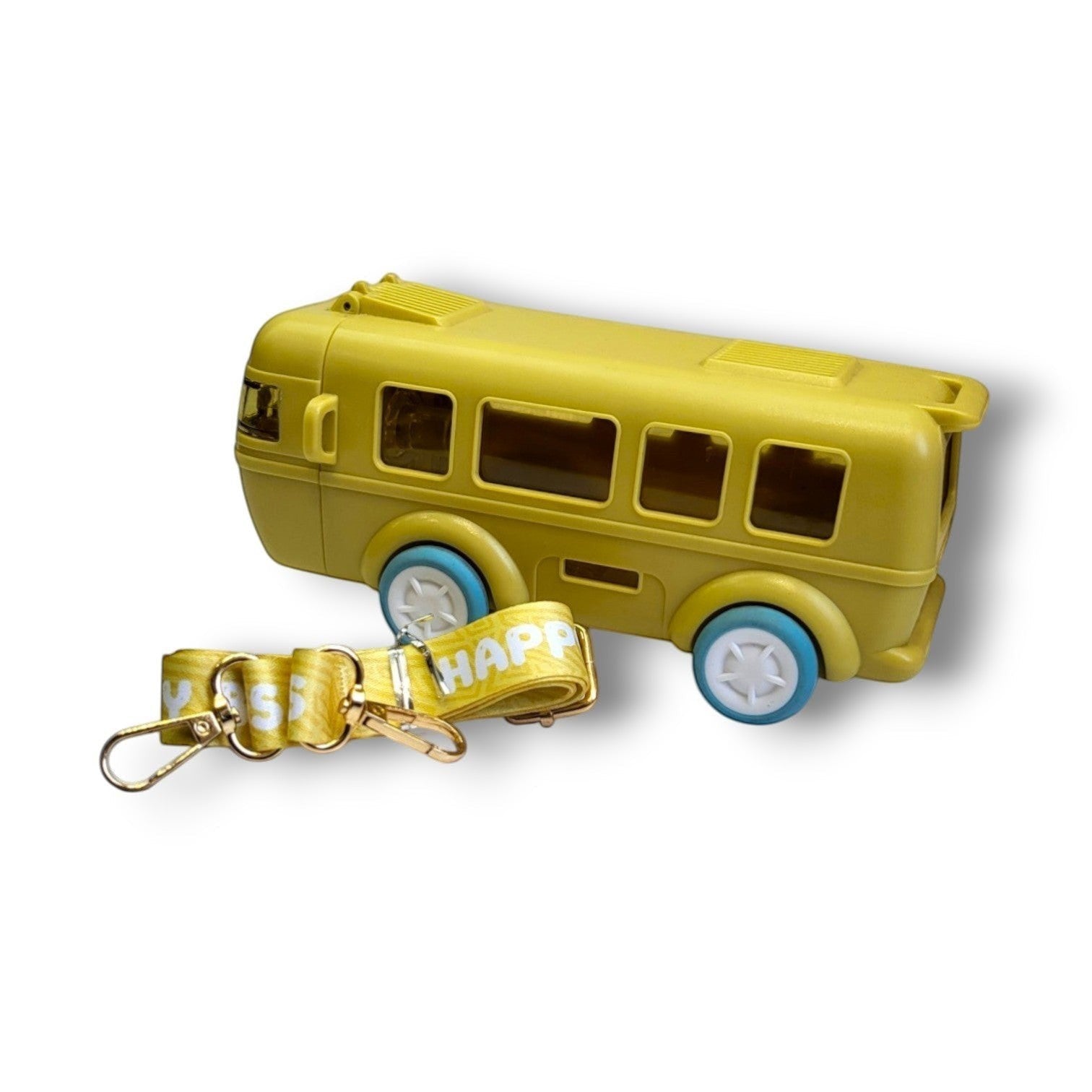 School Bus Kids Water Bottle | BPA Free | Rolling Wheels | Straw Lid | School