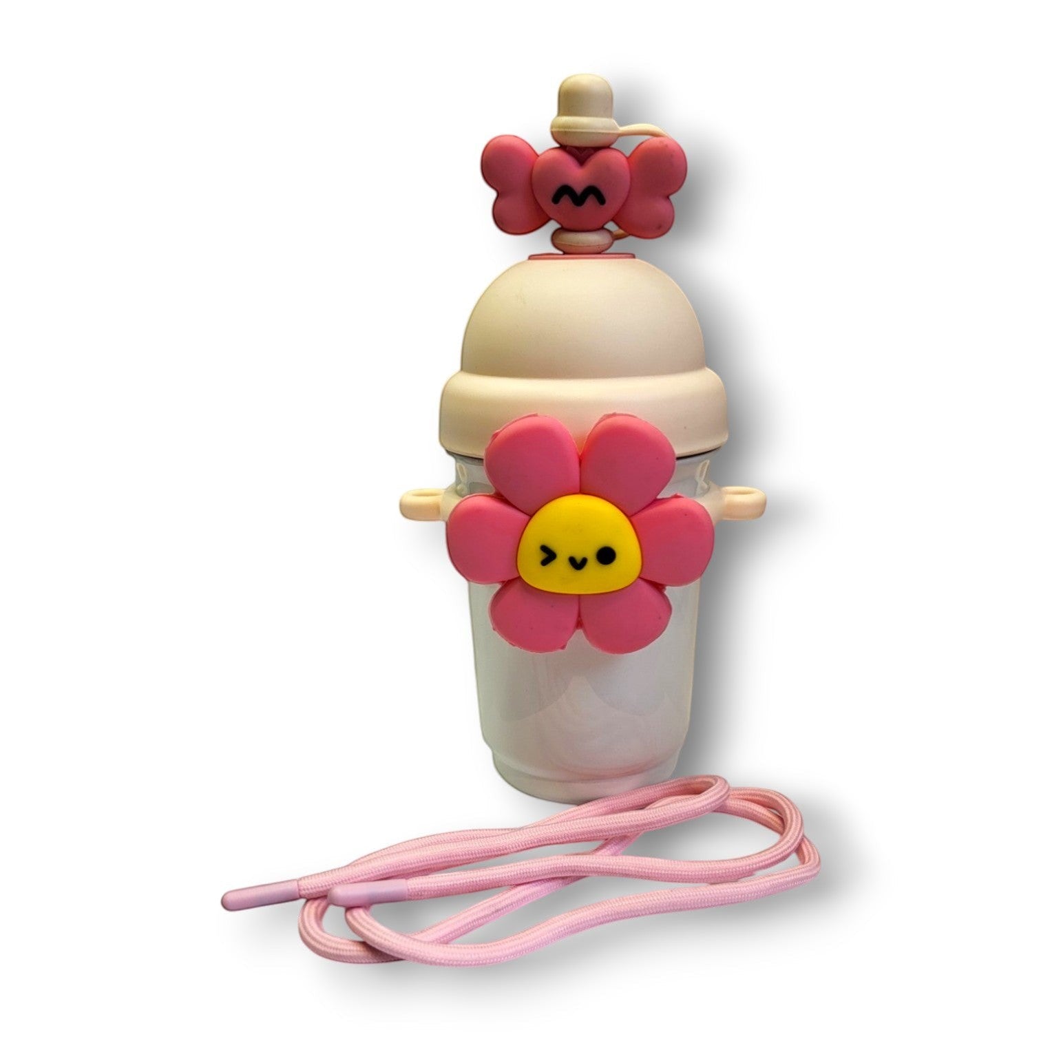 Cute Flower Kids Steel Sipper Bottle with Straw & Strap
