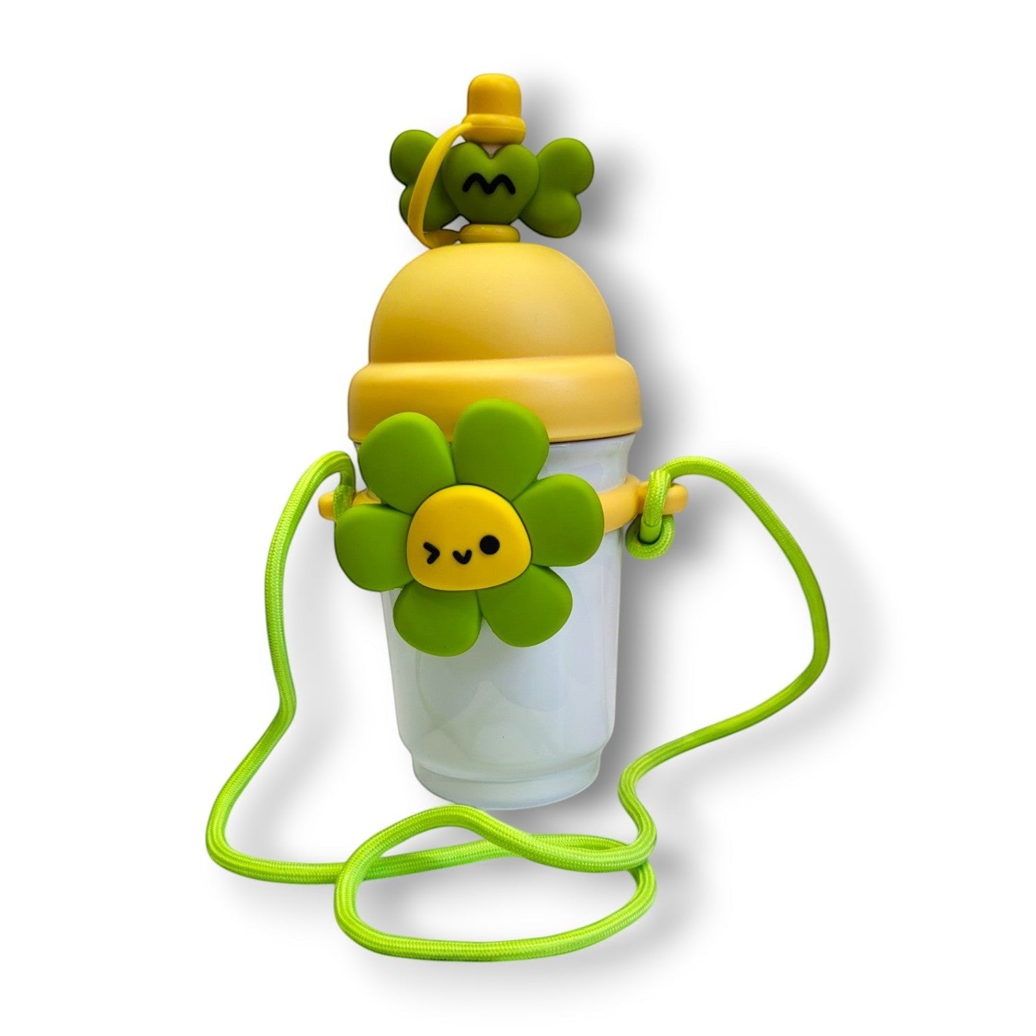 Cute Flower Kids Steel Sipper Bottle with Straw & Strap