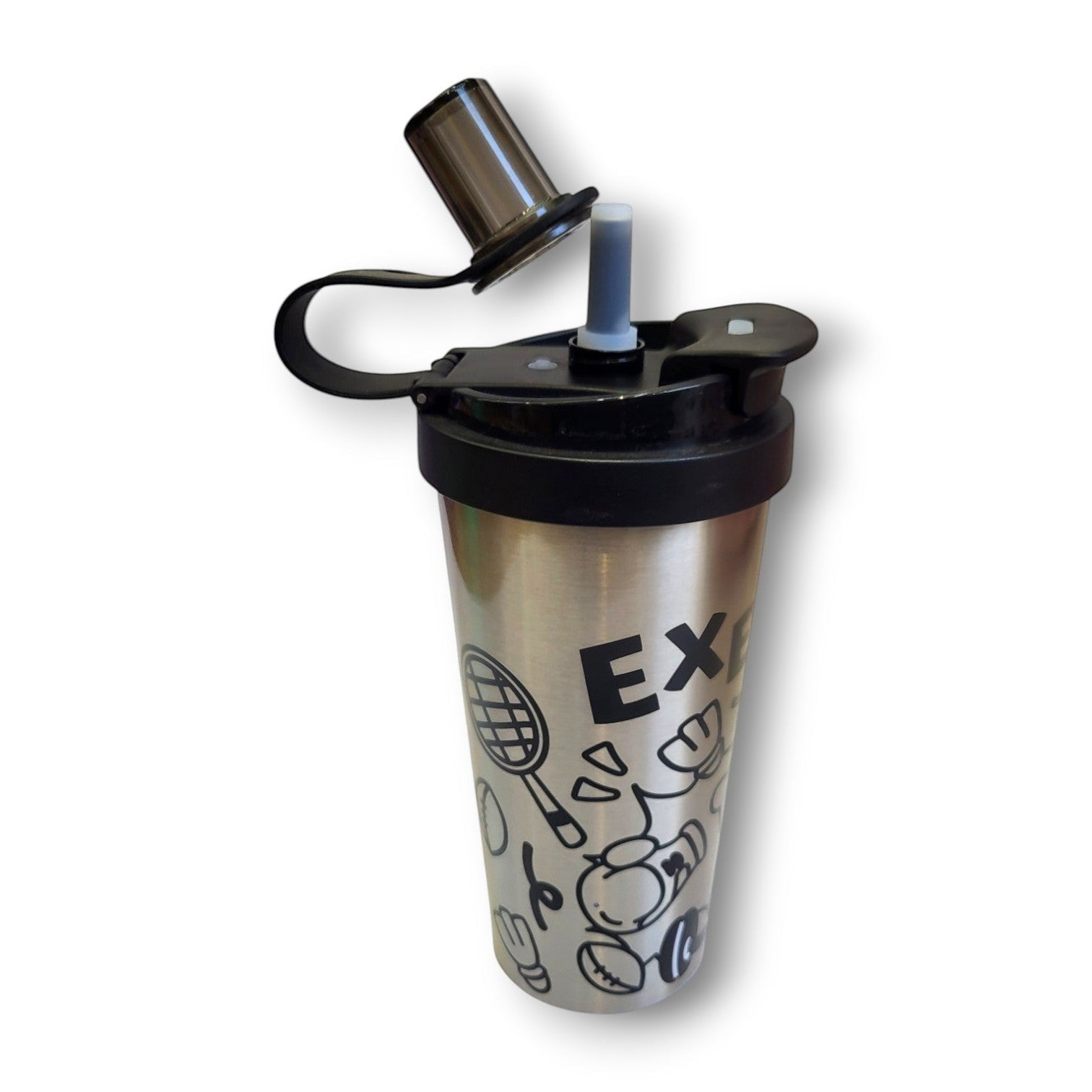 Exercise Sports Print Kids Steel Bottle | Flip Lid & Straw