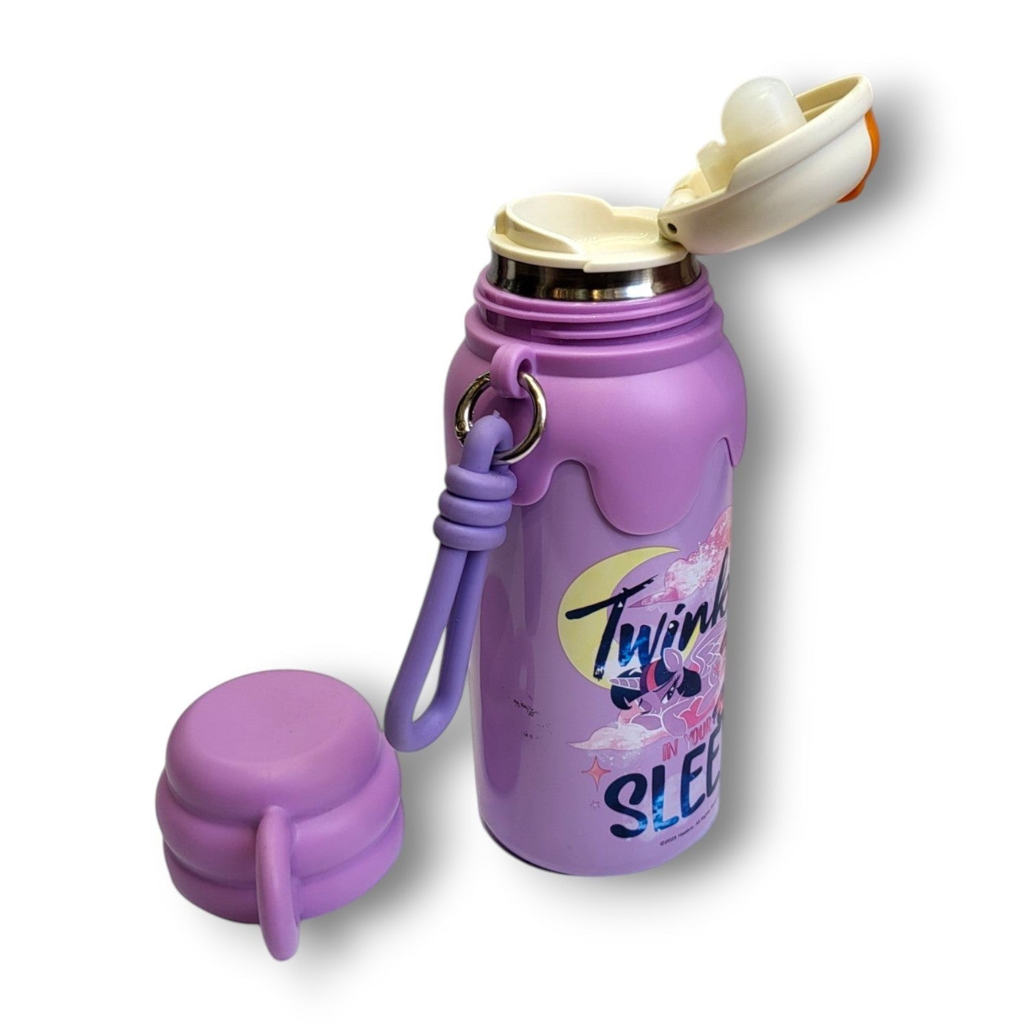 Purple Fantasy Kids Steel Bottle | Push Button Lid & Carabiner
