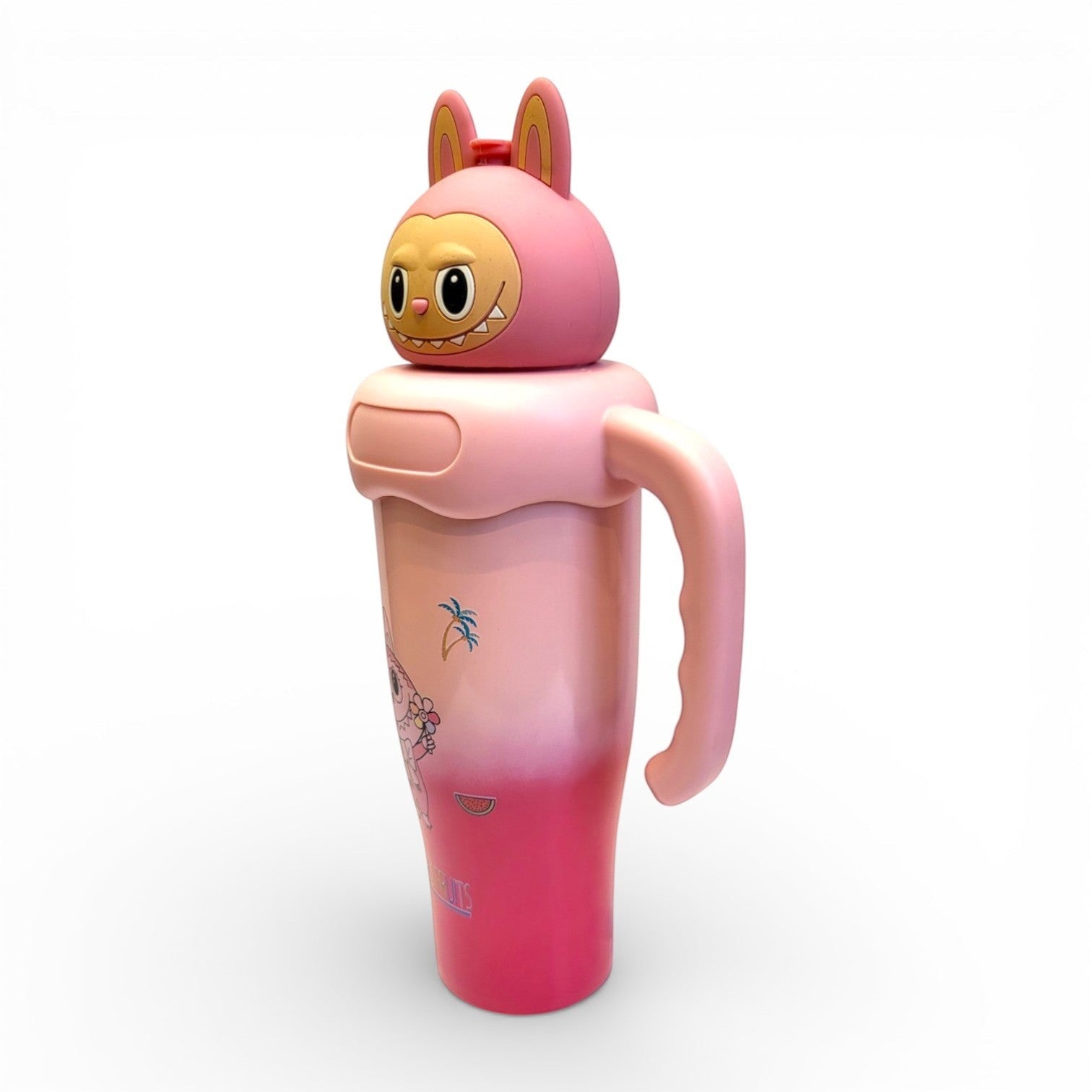 BuBu Fruits Bunny Monster Kids Steel Tumbler | 3D Character Lid, Handle & Straw | Girls School Bottle