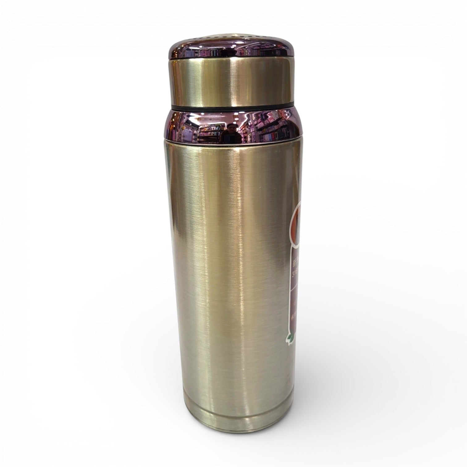 Premium Steel Thermos Flask with Tea Infuser | Gold & Purple | School, Office & Travel