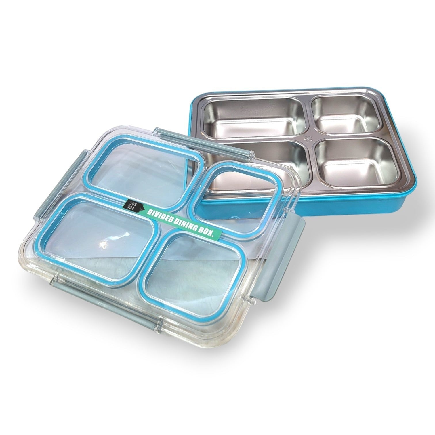 Kids SUS304 Steel 4-Section Divided Lunch Box