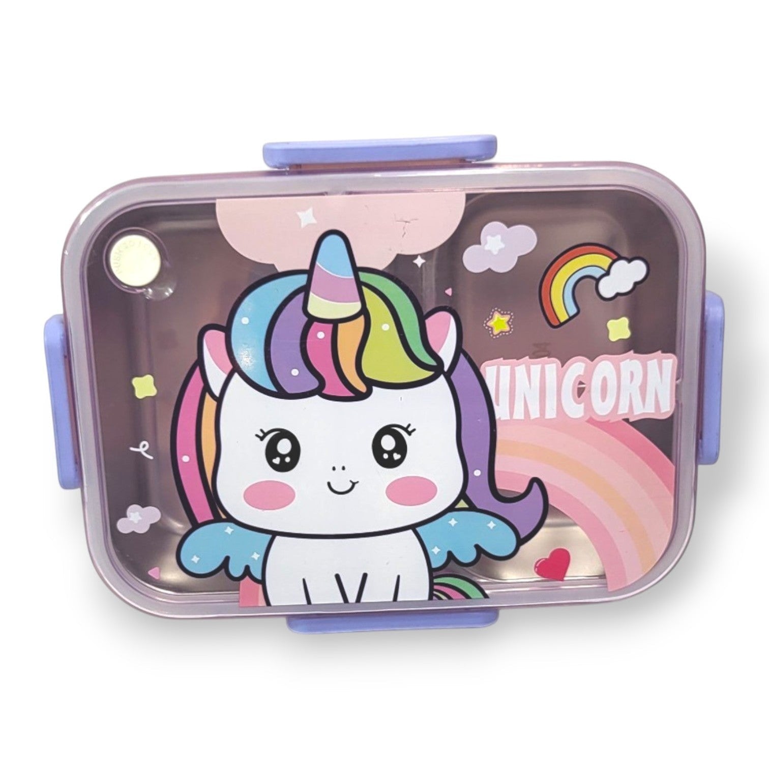 Unicorn Kids Steel Lunch Box | 2-Compartment with Spoon & Chopsticks | School Tiffin