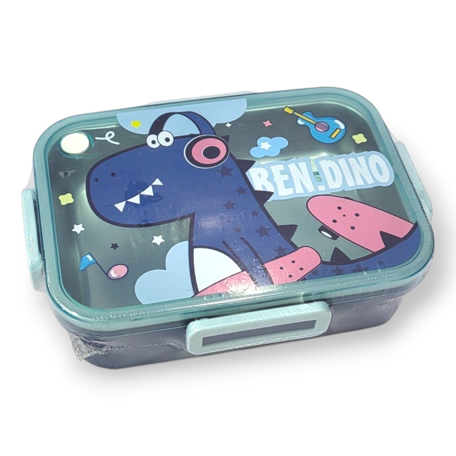 Ben Dino Kids Steel Lunch Box | Dinosaur Tiffin with Clip Lock Lid | School Boys