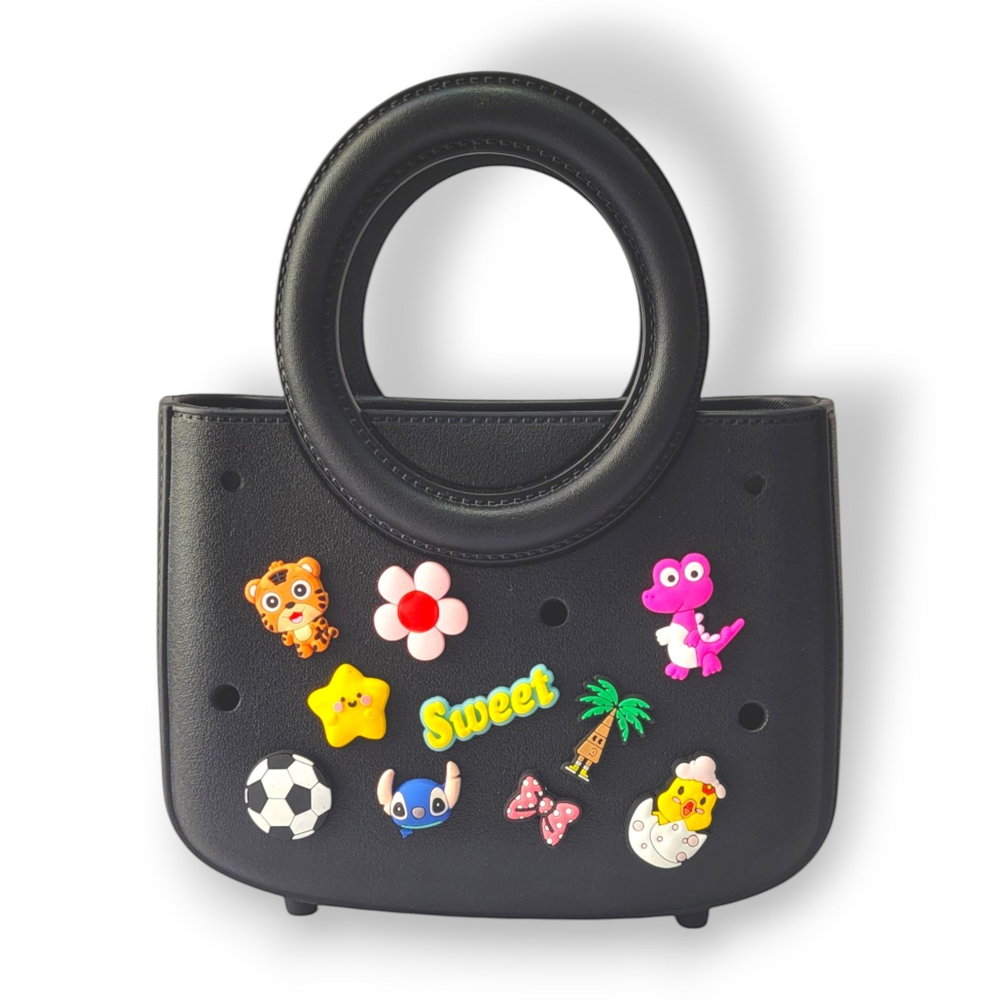 Kids EVA Round Handle Handbag with Charms | Trendy & Durable