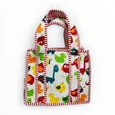 Tiny Tokenz Handmade Quilted Cotton Kids Lunch Bag - Cute Animal Print Tote