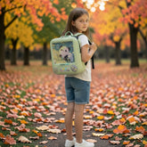 Tiny Tokens light green EVA hard shell backpack with a cute panda cartoon design, perfect for kids aged 3-8.