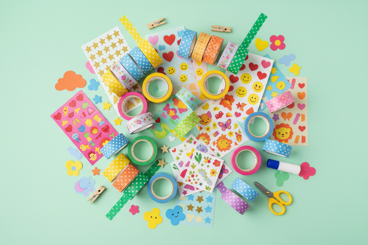 kids washi tapes, colorful stickers, diy craft stickers, scrapbooking accessories, creative kids stationery, fun decorative tapes, party favor stickers, kids school project supplies, personalized gift stickers, diy tape sets