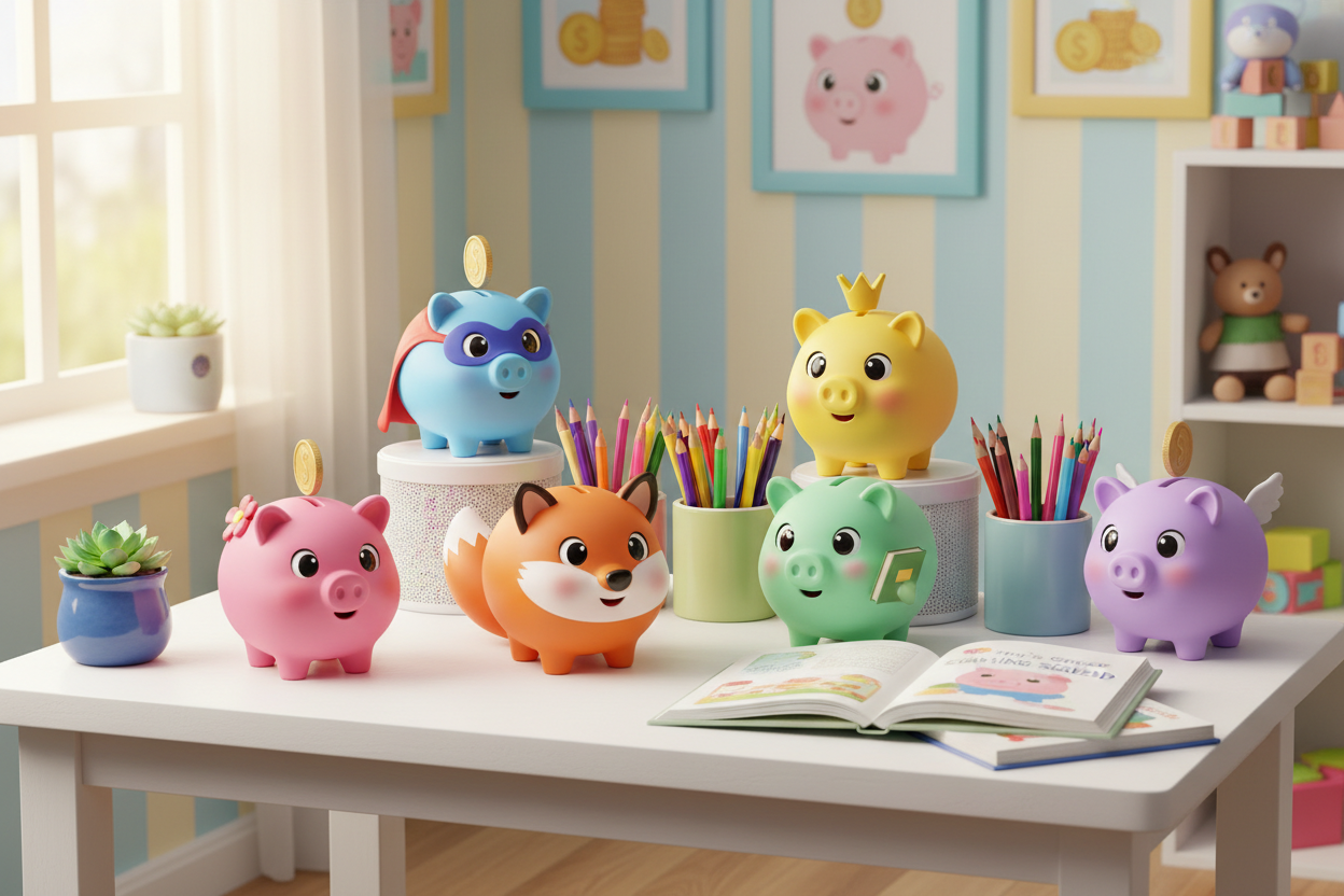 kids piggy bank, cute money saving box for kids, children coin bank, cartoon piggy bank for kids room, saving box for children, kids coin bank gift, piggy bank toy for kids, educational saving bank for kids