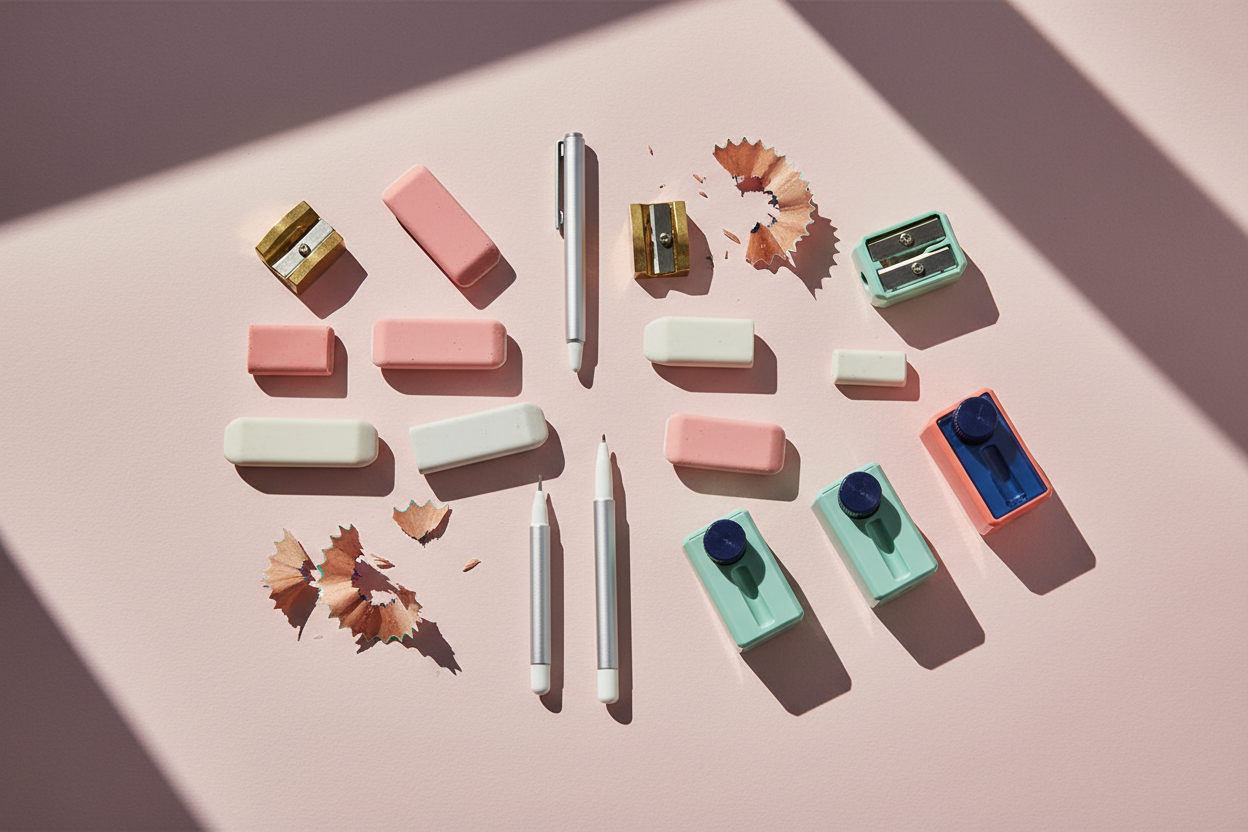dust free eraser for school use  pencil sharpener for students  stationery erasers and sharpeners set  school stationery correction tools