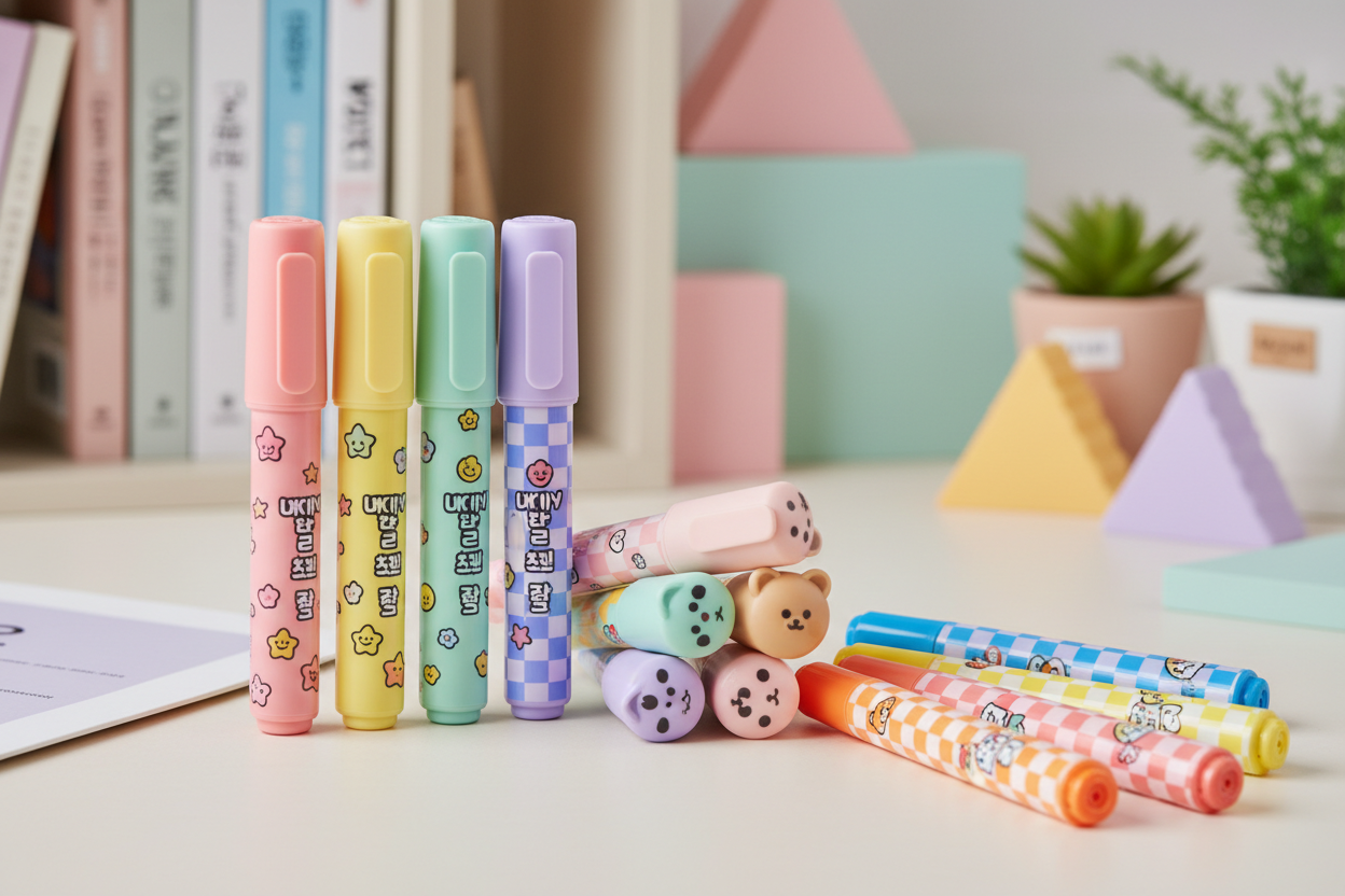 colorful study highlighters for students  correction tape for clean notebook corrections  school stationery highlighters set  study organization stationery tools
