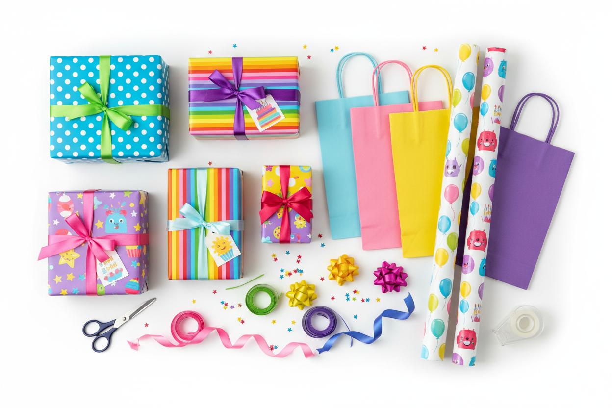 gift wraps for kids, kids birthday gift wrapping paper, cute paper gift bags children, return gift paper bags, colorful kids gift packaging, party favor gift bags, themed wrapping paper kids, premium gift wrap collection