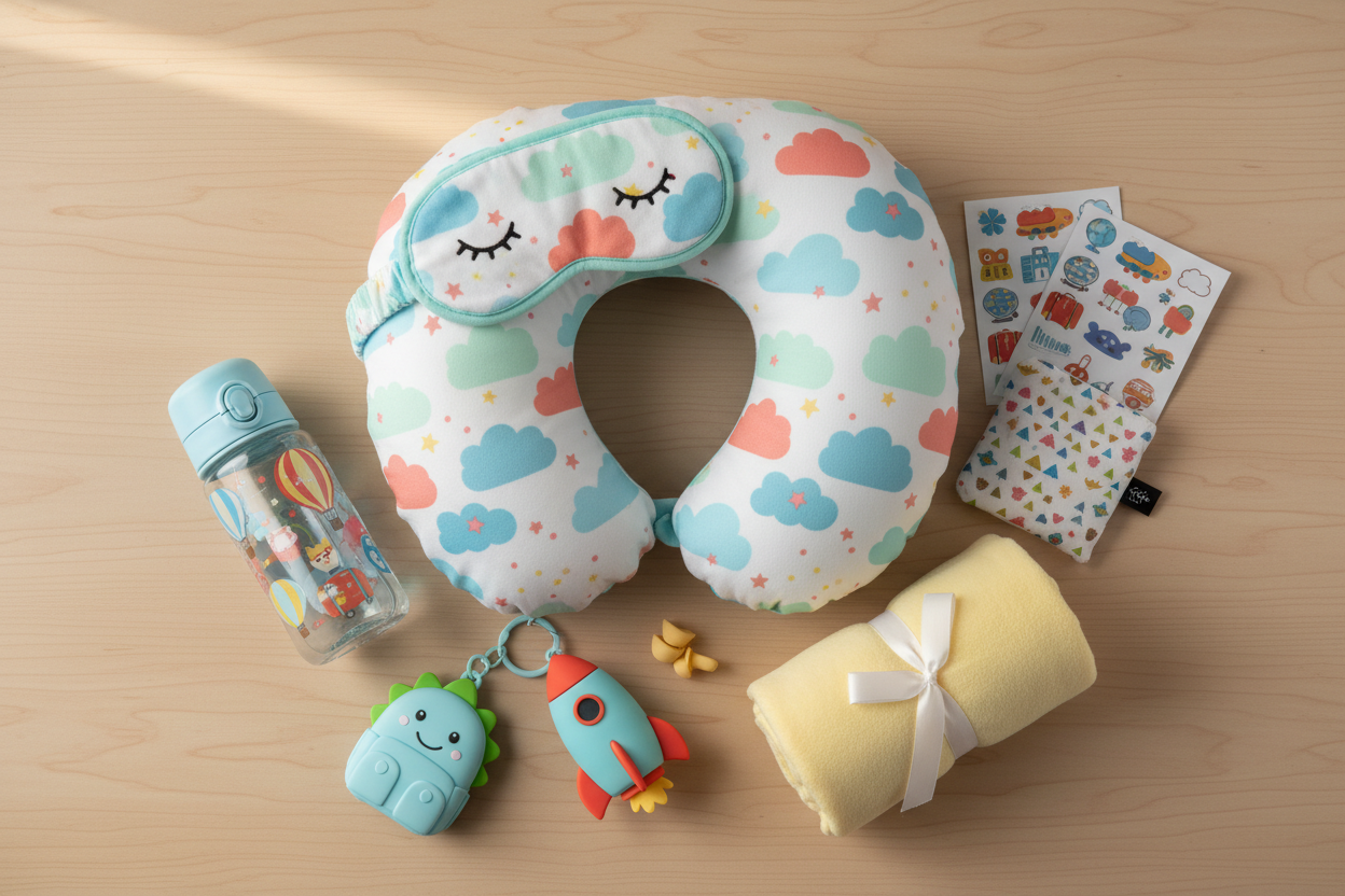 kids neck pillows collection, cute travel neck pillow for children, soft plush travel pillow kids, ergonomic neck support pillow, kids travel comfort accessories, lightweight travel pillow for flights, imported kids travel essentials
