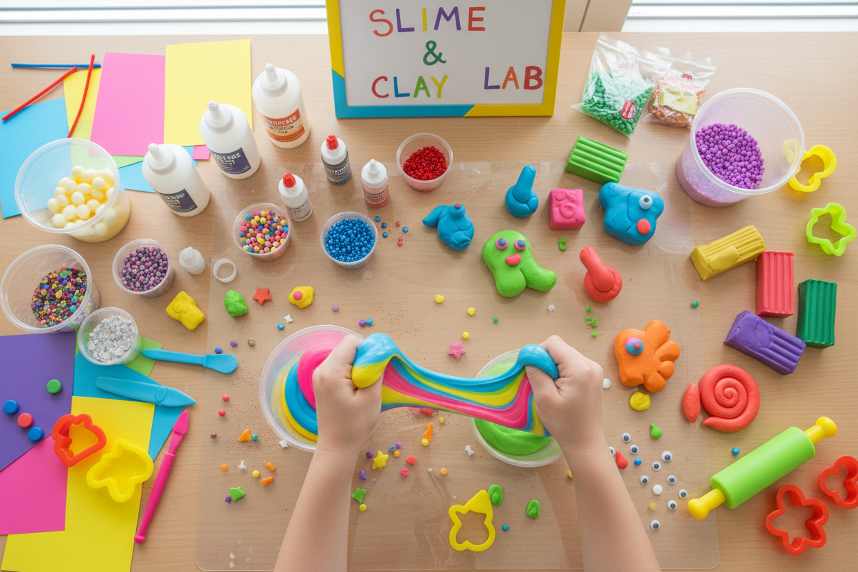 kids slime kits, colorful modeling clay, diy craft kits for children, sensory play slime, non-toxic clay for kids, creative play toys, birthday gift ideas for kids, diy slime set