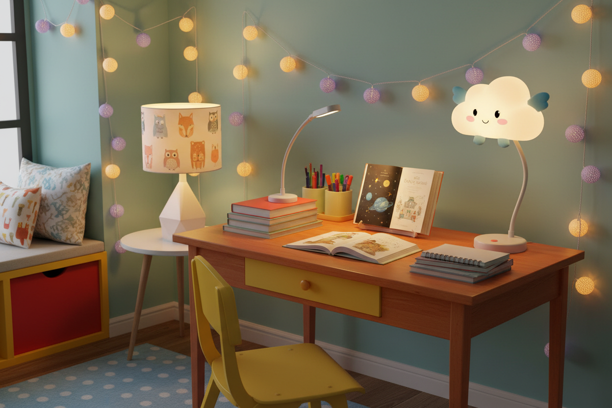 kids desk lamp, study lamp for children, LED desk lamp for kids study table, cute bedside lamp for kids room, reading lamp for children, kids study light, cartoon desk lamp for kids, eye friendly study lamp for kids
