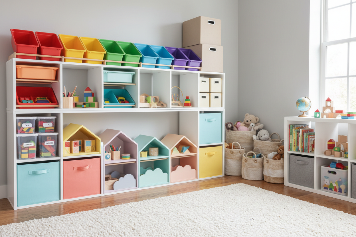 kids toy storage box, toy organizer for kids room, colorful toy storage bin, kids playroom storage solution, toy box with lid for children, kids room organization storage, toy storage container for toys and books
