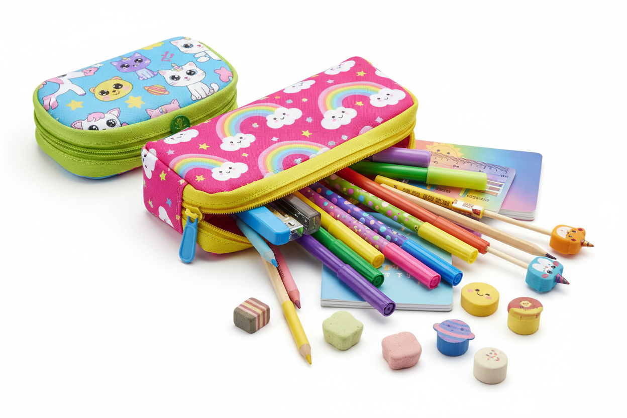 stylish stationery pouch for school  kids pencil case organizer  zipper stationery pouch with compartments  school stationery storage case