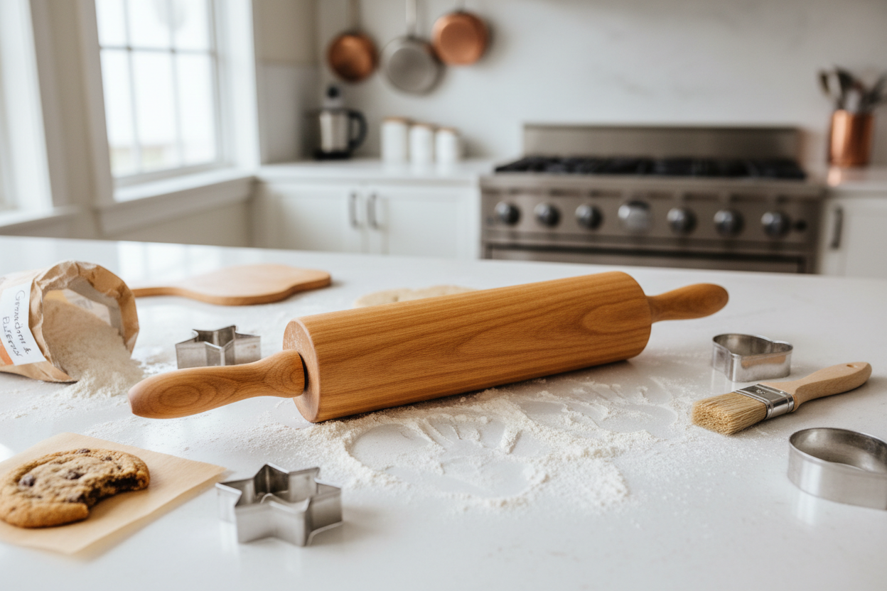 wooden rolling pin, premium kitchen rolling pin, baking tools, durable wooden pastry pin, kids baking rolling pin, home cooking essentials, stylish wooden rolling pin, ergonomic rolling pin