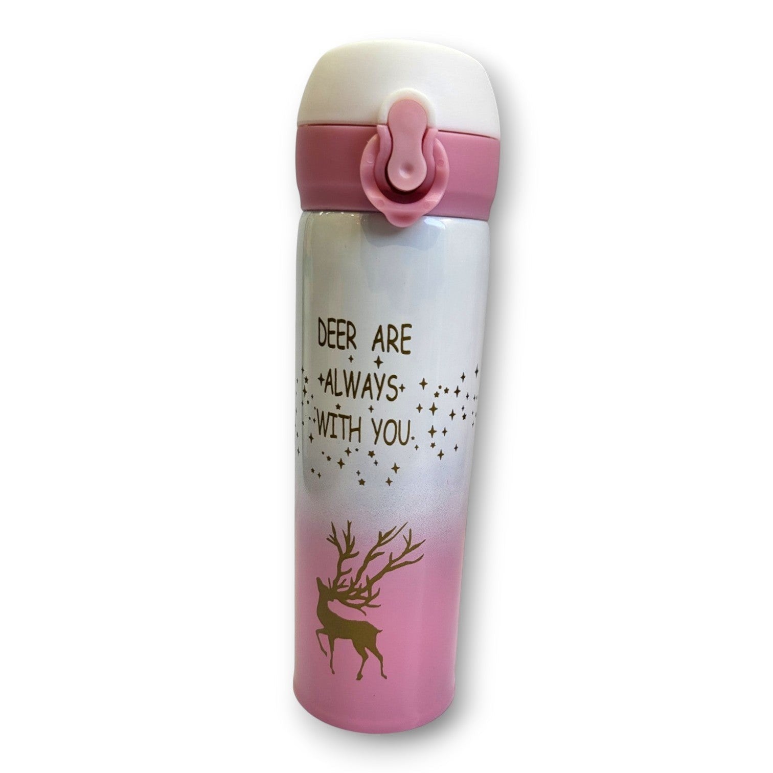 Deer Print Steel Insulated Bottle | Pink Ombre | Hot & Cold | School & College