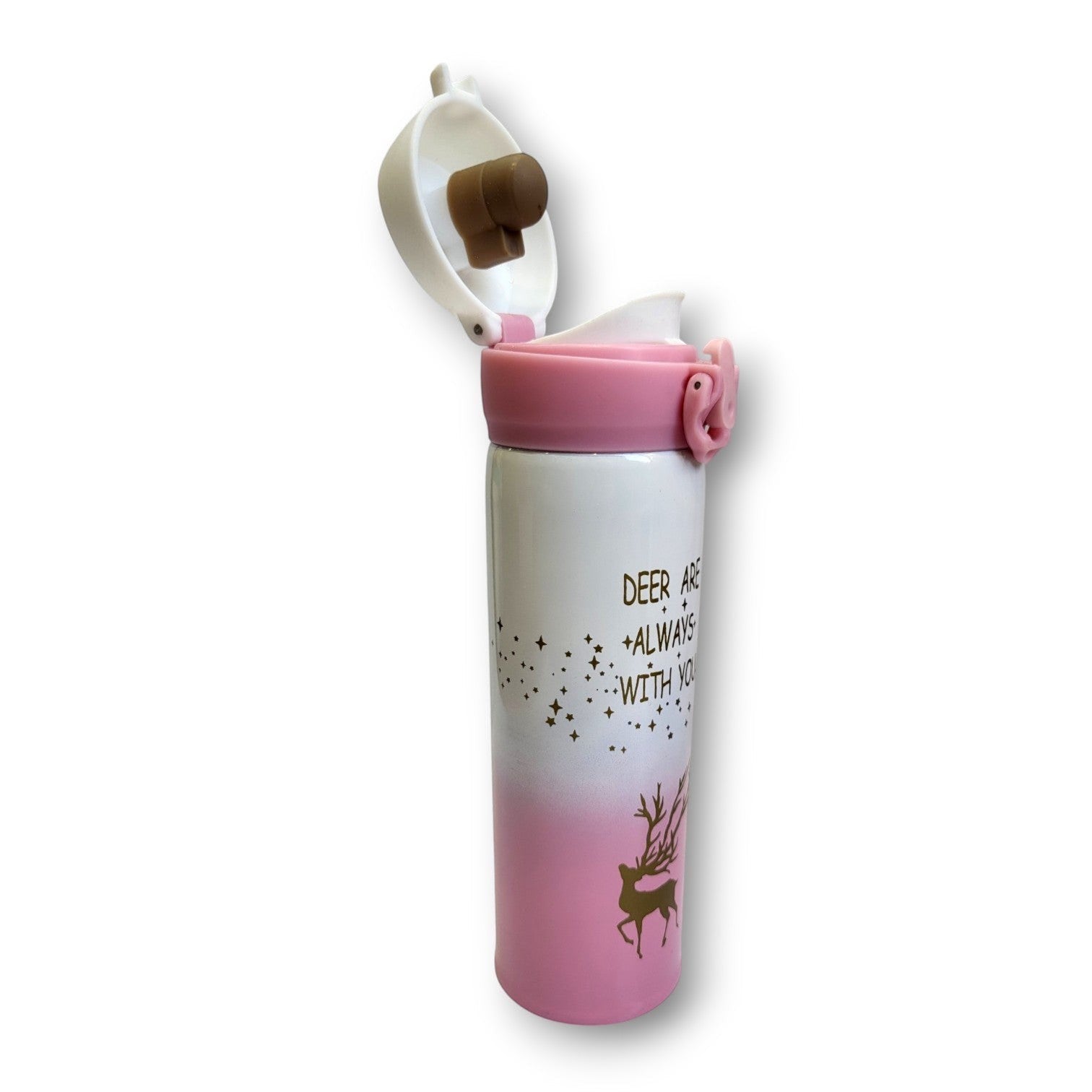 Deer Print Steel Insulated Bottle | Pink Ombre | Hot & Cold | School & College