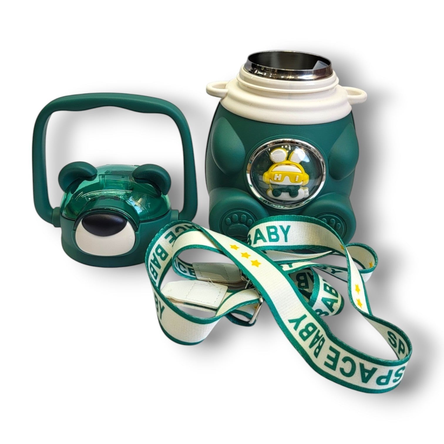 Space Baby Bear Kids Steel Insulated Bottle | Straw Lid | School & Travel