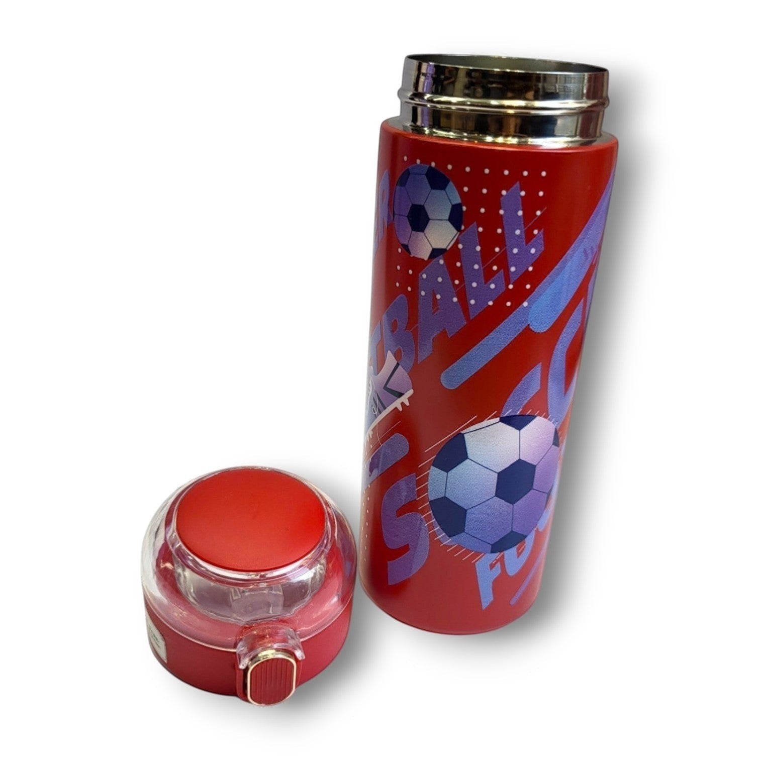 Football Soccer Kids Steel Insulated Bottle | Straw Lid | School & Sports