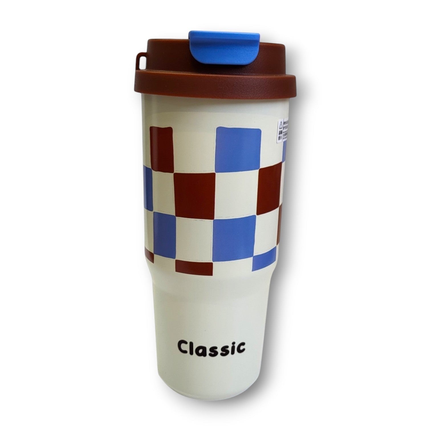 Classic Checkerboard Steel Tumbler | Straw Lid | Kids & Teens | School