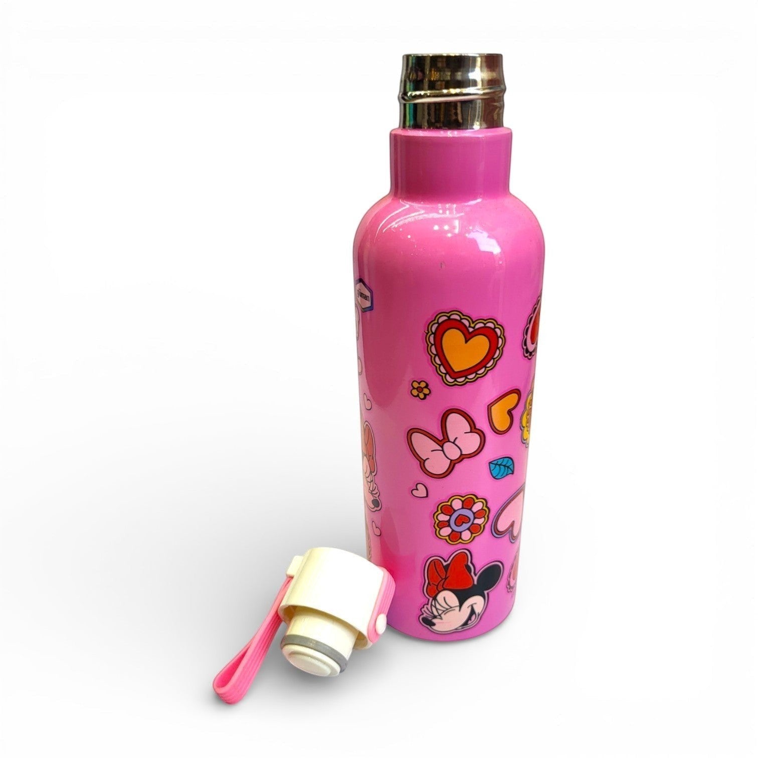 Minnie Mouse Kids Steel Water Bottle for School | Pink, 750ml