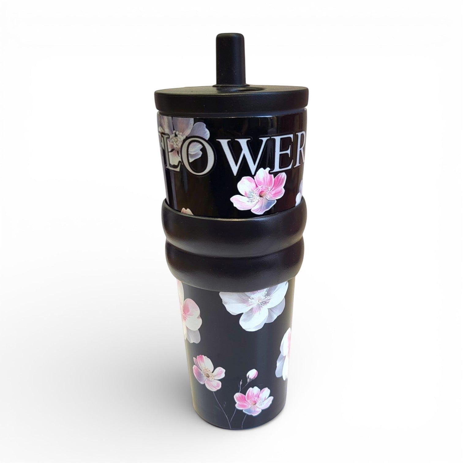 Floral Steel Sipper Bottle for Girls | 2-in-1 Straw Lid with Carabiner Loop
