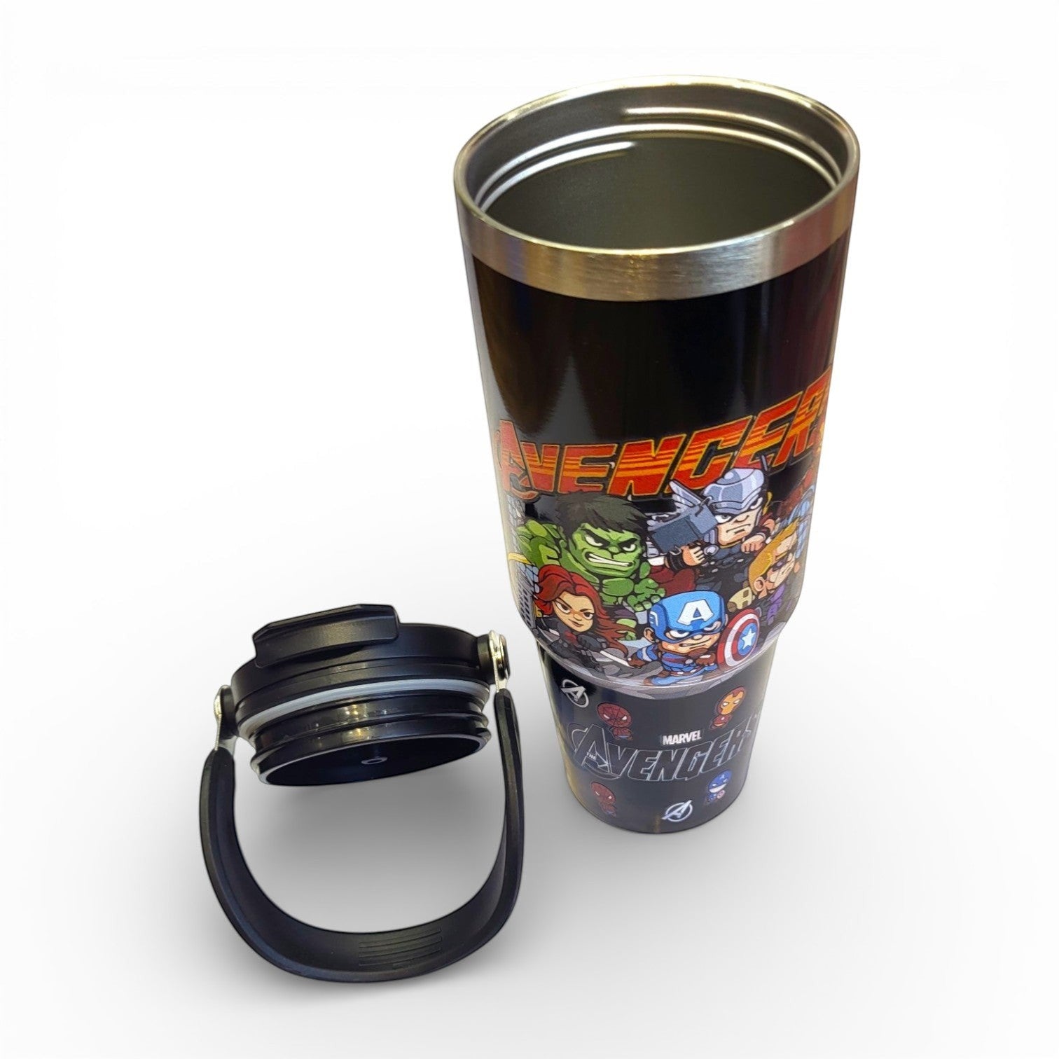 Avengers Kids Steel Tumbler | Large Flip Lid with Handle | School & Daily Use