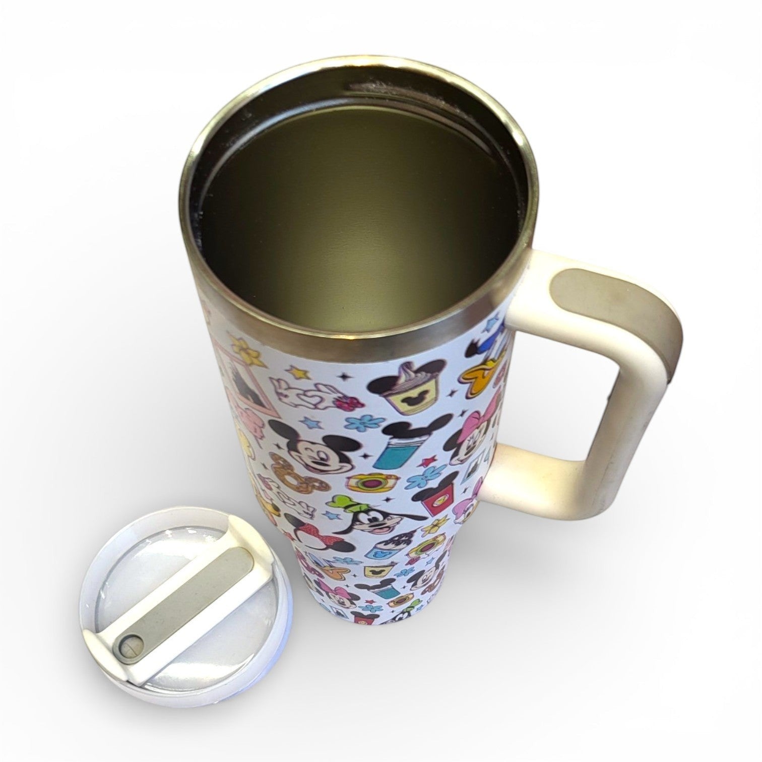 Disney Mickey & Friends Kids Steel Tumbler | 1.2L Handle & Slide Lid | School & Travel