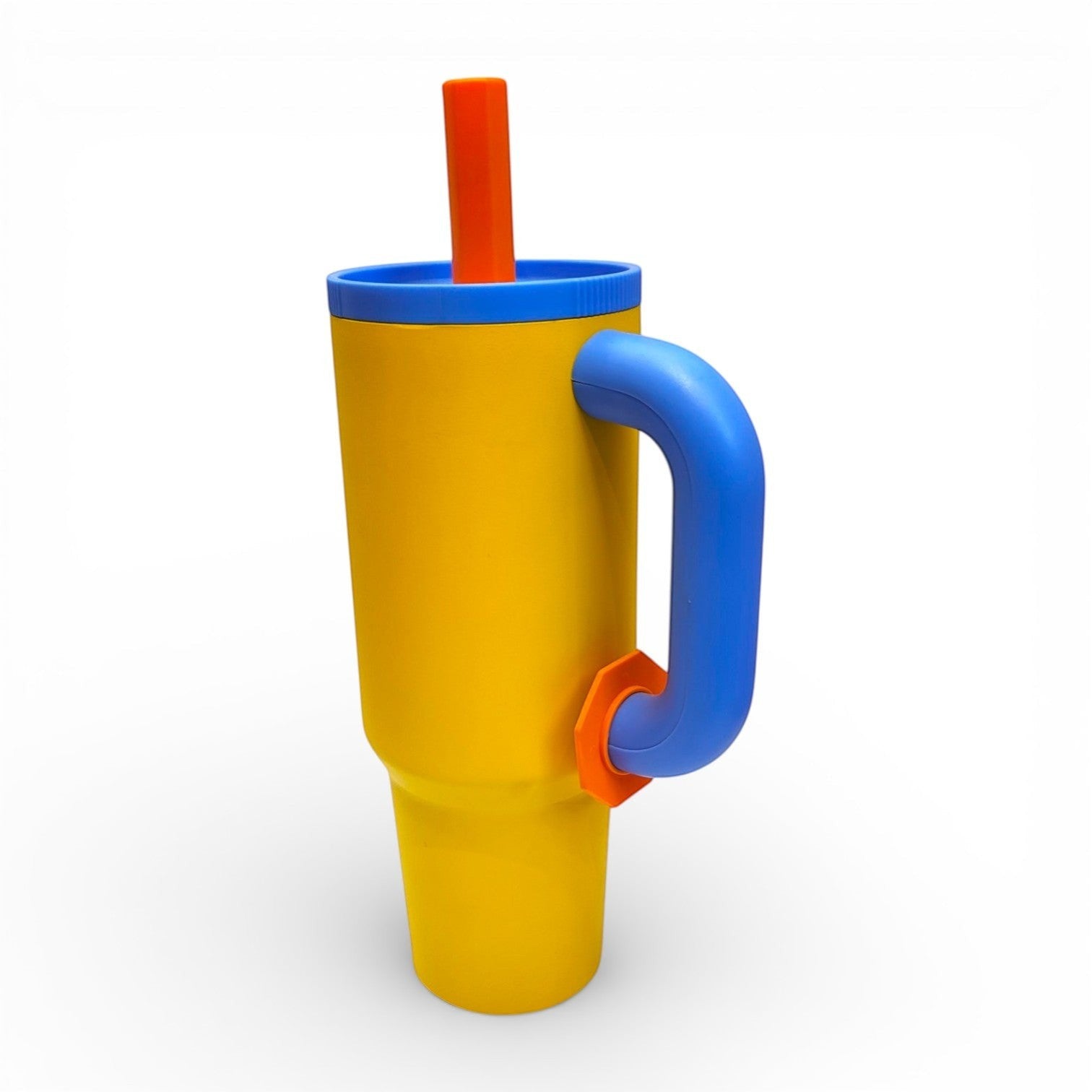 Kids Large Steel Tumbler with Handle & Straw | Bold Colour-Block | School & Sports