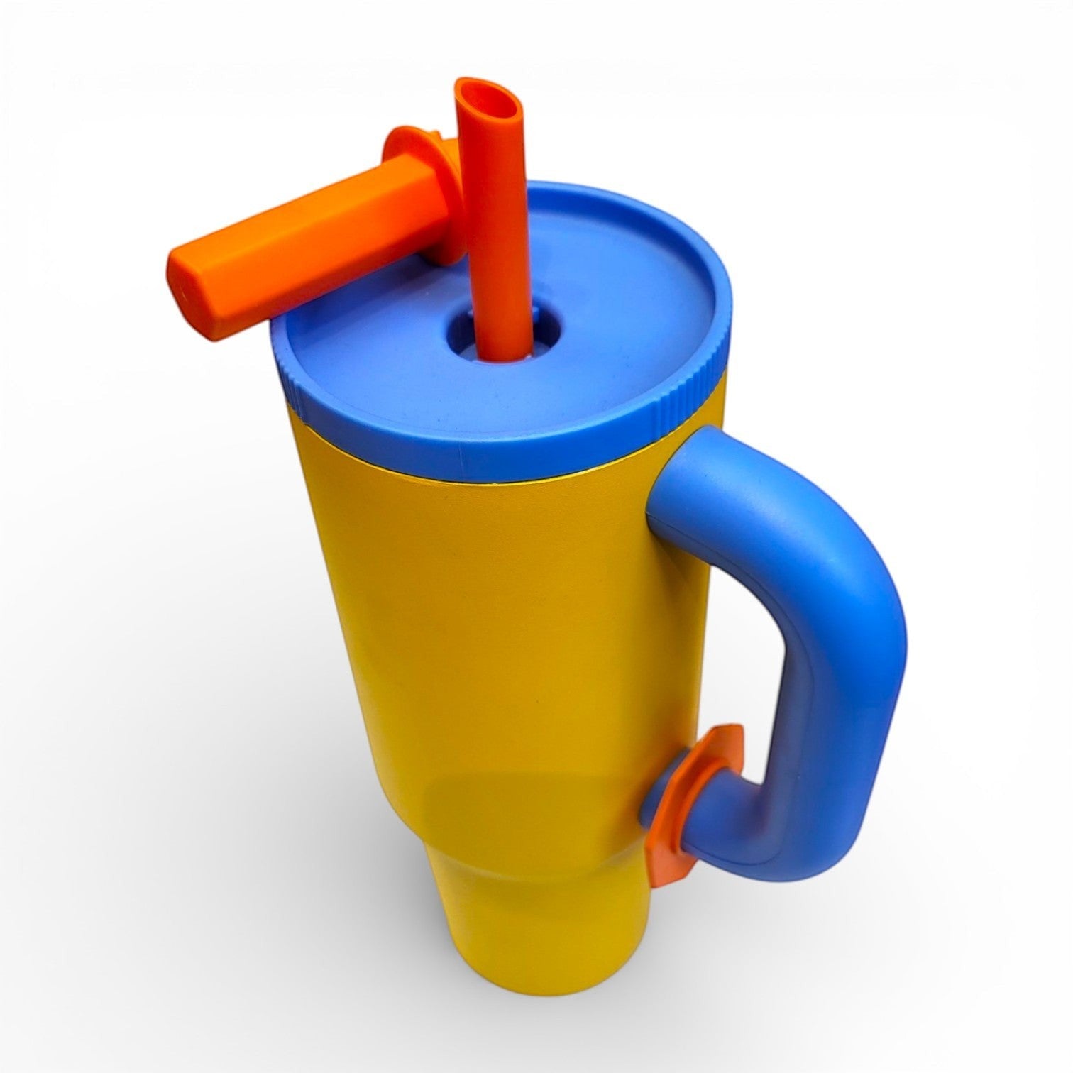 Kids Large Steel Tumbler with Handle & Straw | Bold Colour-Block | School & Sports