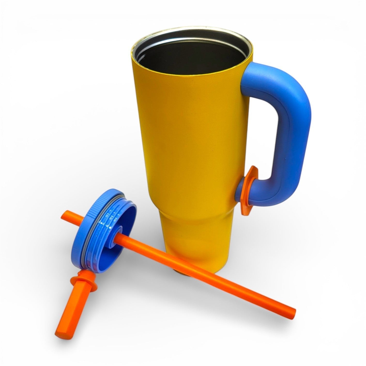 Kids Large Steel Tumbler with Handle & Straw | Bold Colour-Block | School & Sports