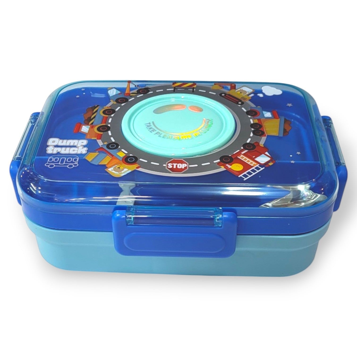 Dump Truck Kids Lunch Box with Steel Tray & Spoon