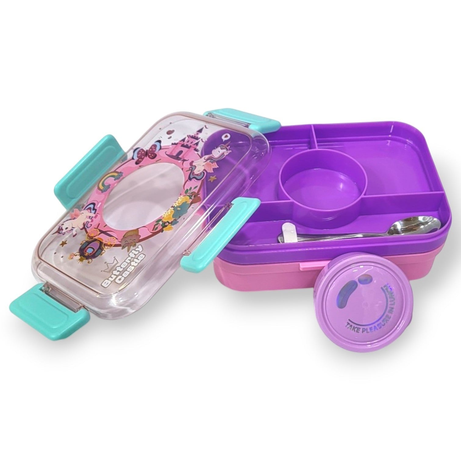 Dump Truck Kids Lunch Box with Steel Tray & Spoon