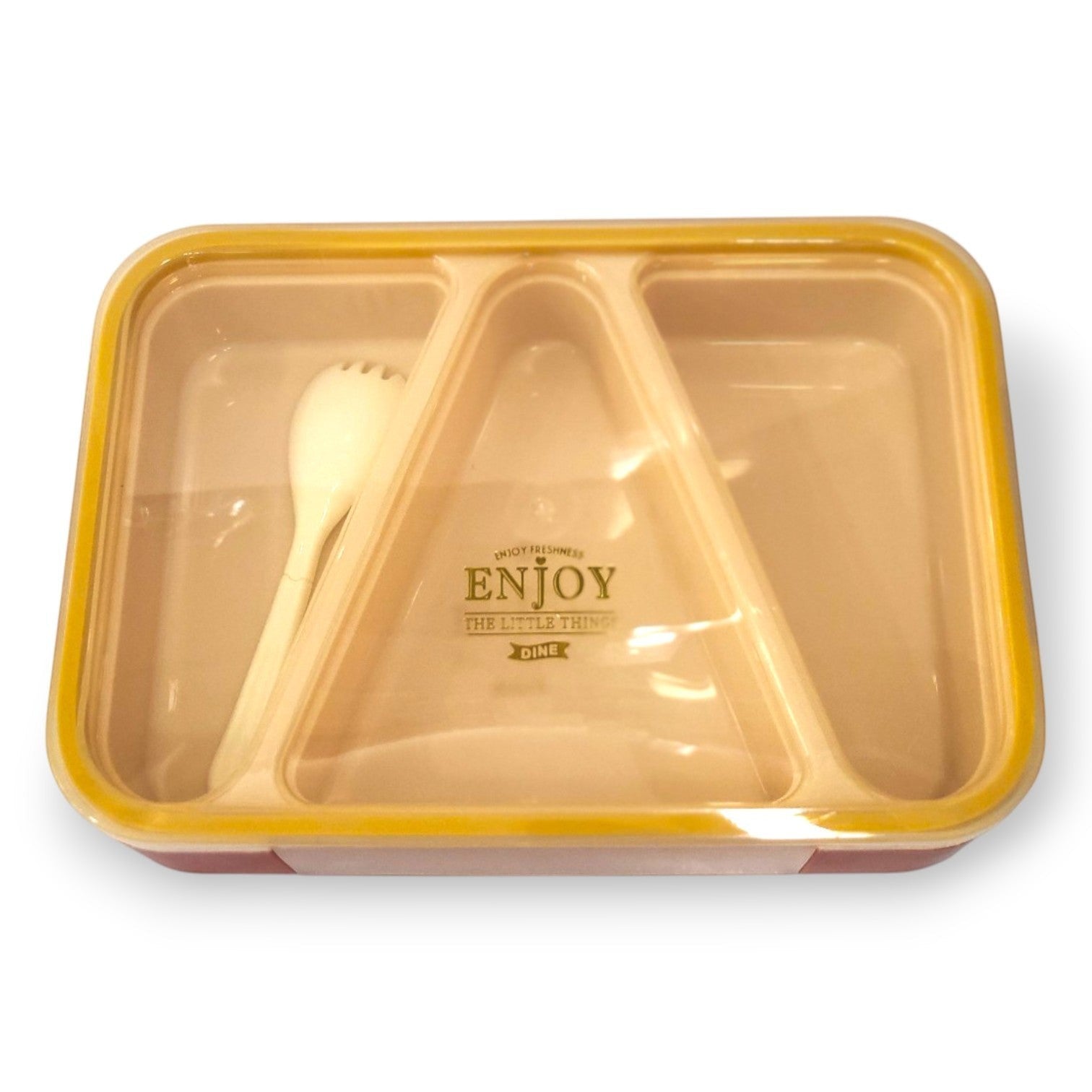Enjoy Dine Kids Bento Lunch Box | 3-Compartment with Spork | School Tiffin