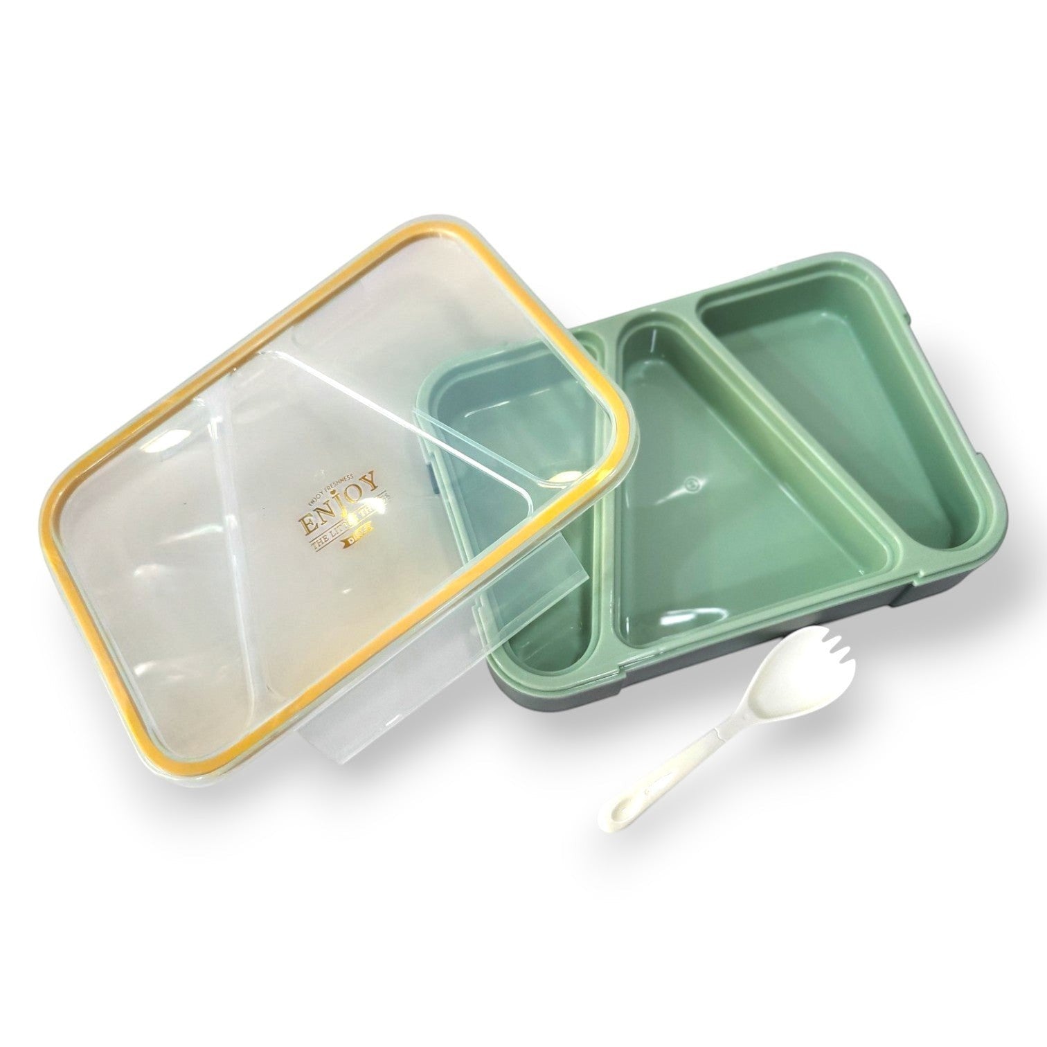 Enjoy Dine Kids Bento Lunch Box | 3-Compartment with Spork | School Tiffin