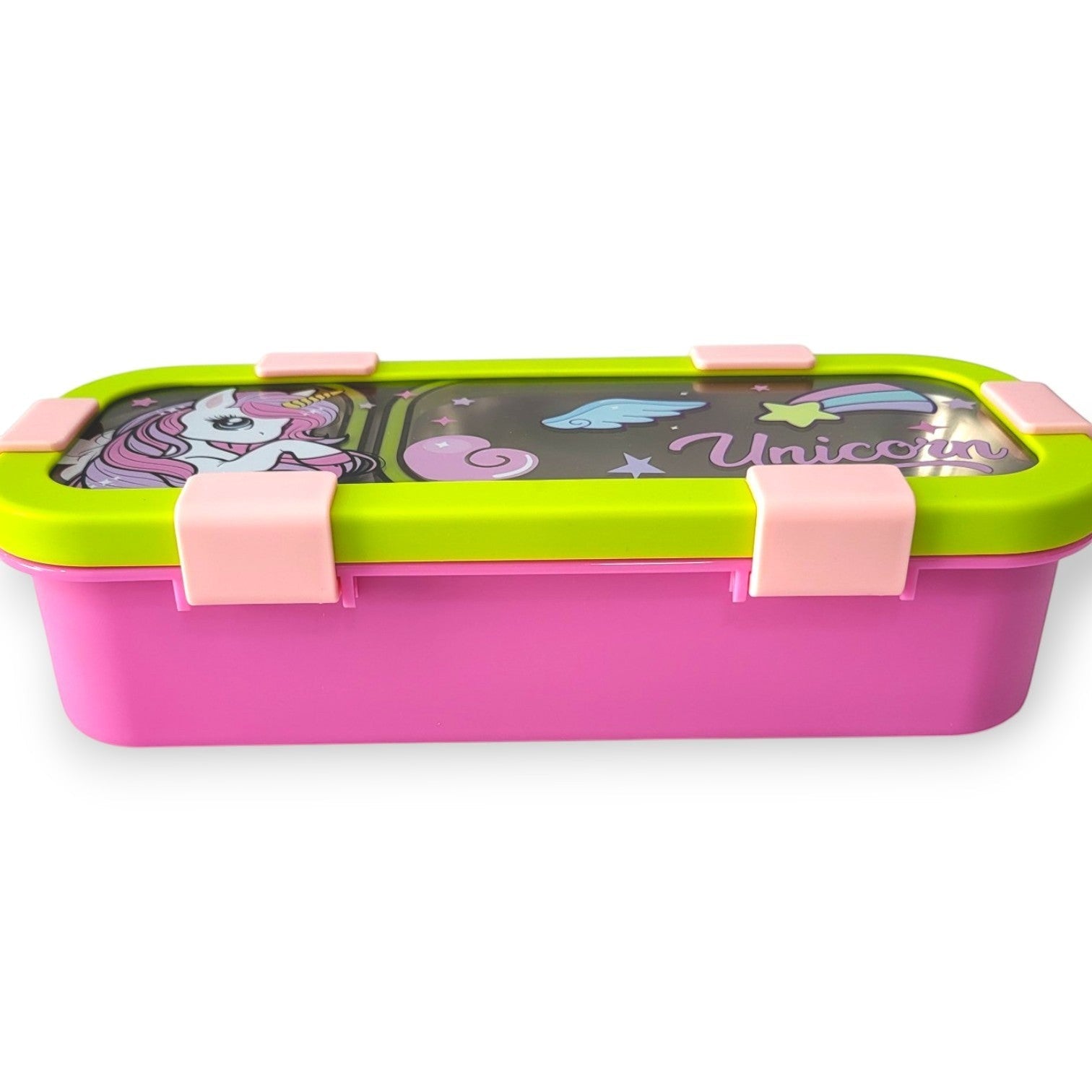 Unicorn Kids Steel Tiffin Box | 2-Compartment with Side Cutlery Tray | School Lunch Box Girls boys ( random colors )