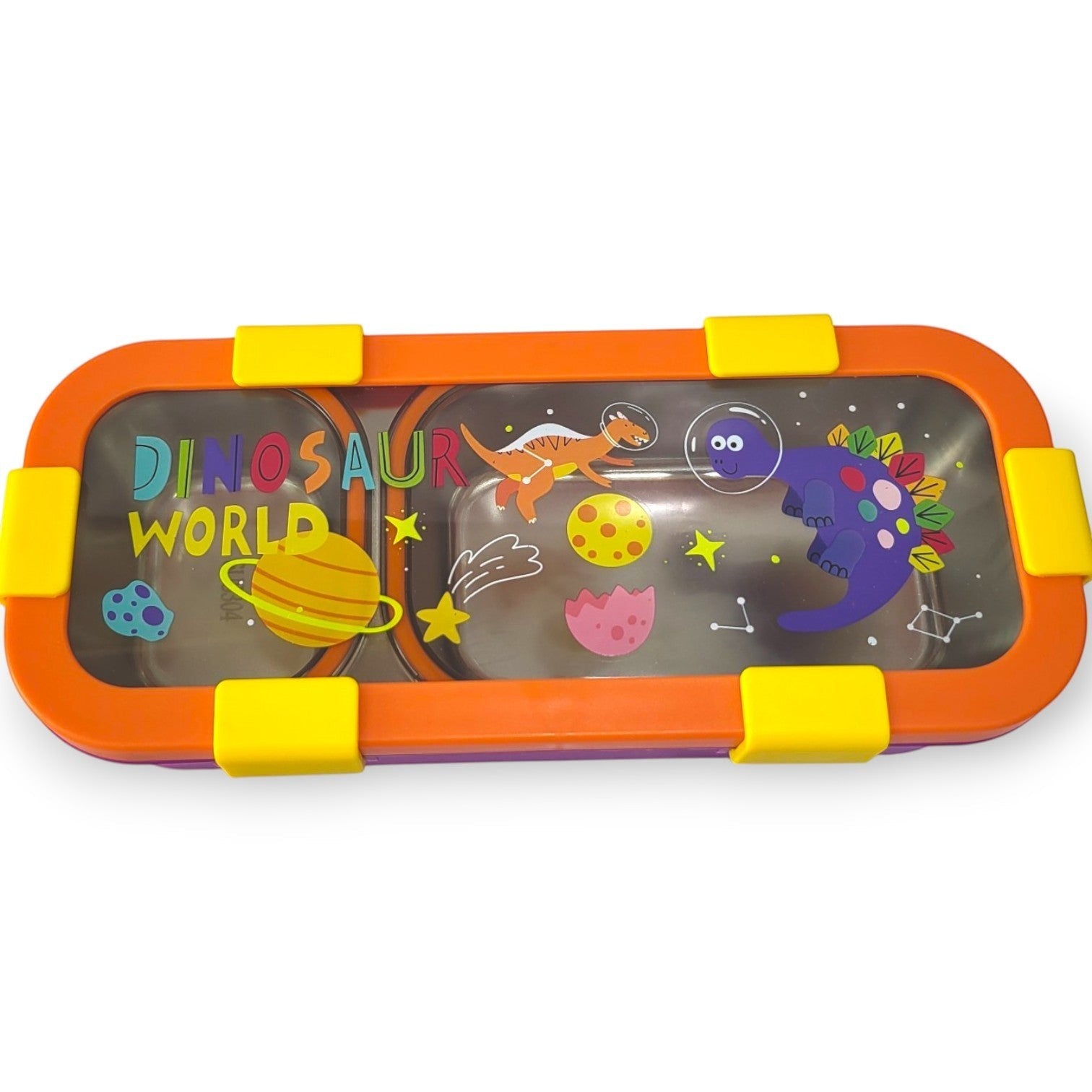 Unicorn Kids Steel Tiffin Box | 2-Compartment with Side Cutlery Tray | School Lunch Box Girls boys ( random colors )
