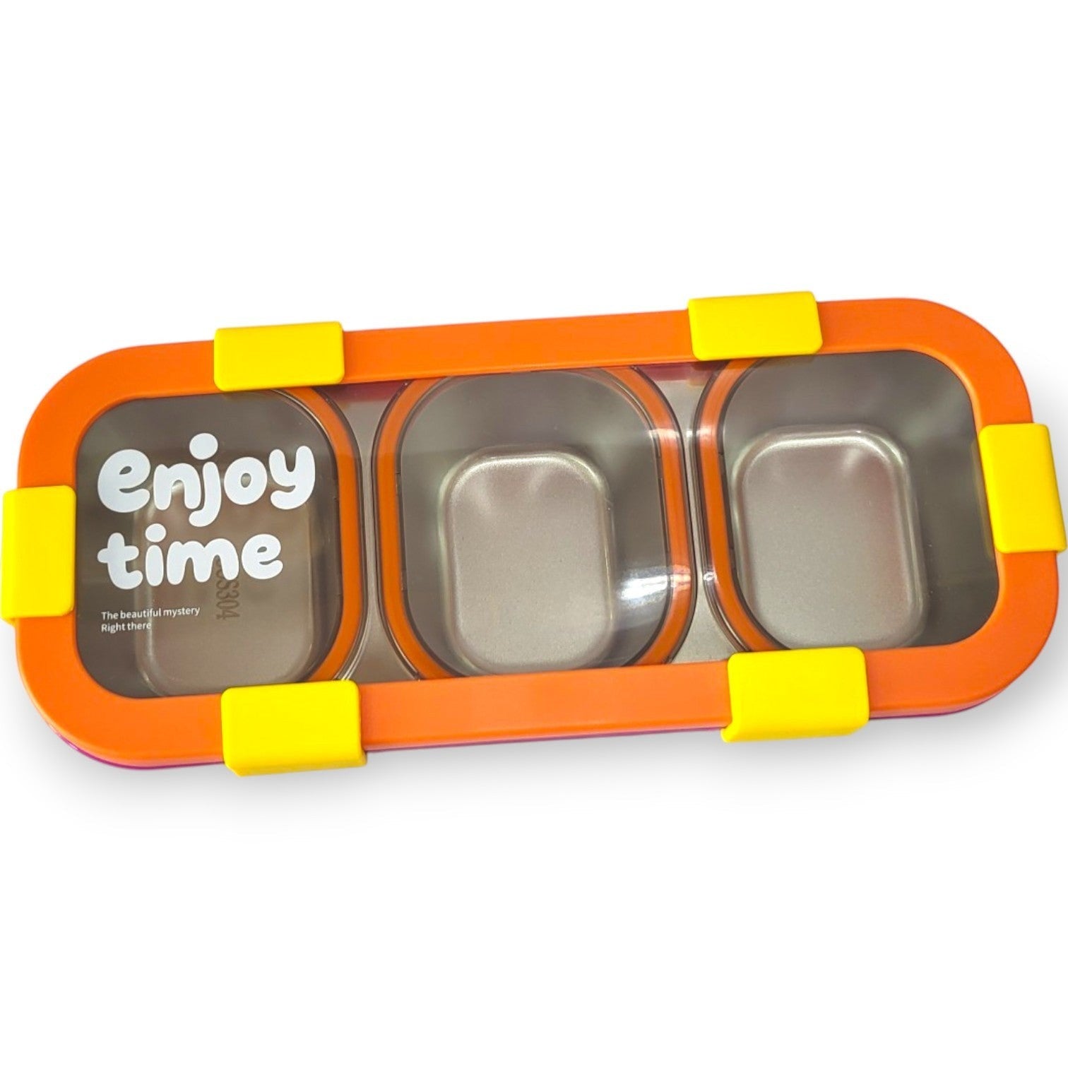 Kids Steel 3-Section Lunch Box with Spoon & Fork