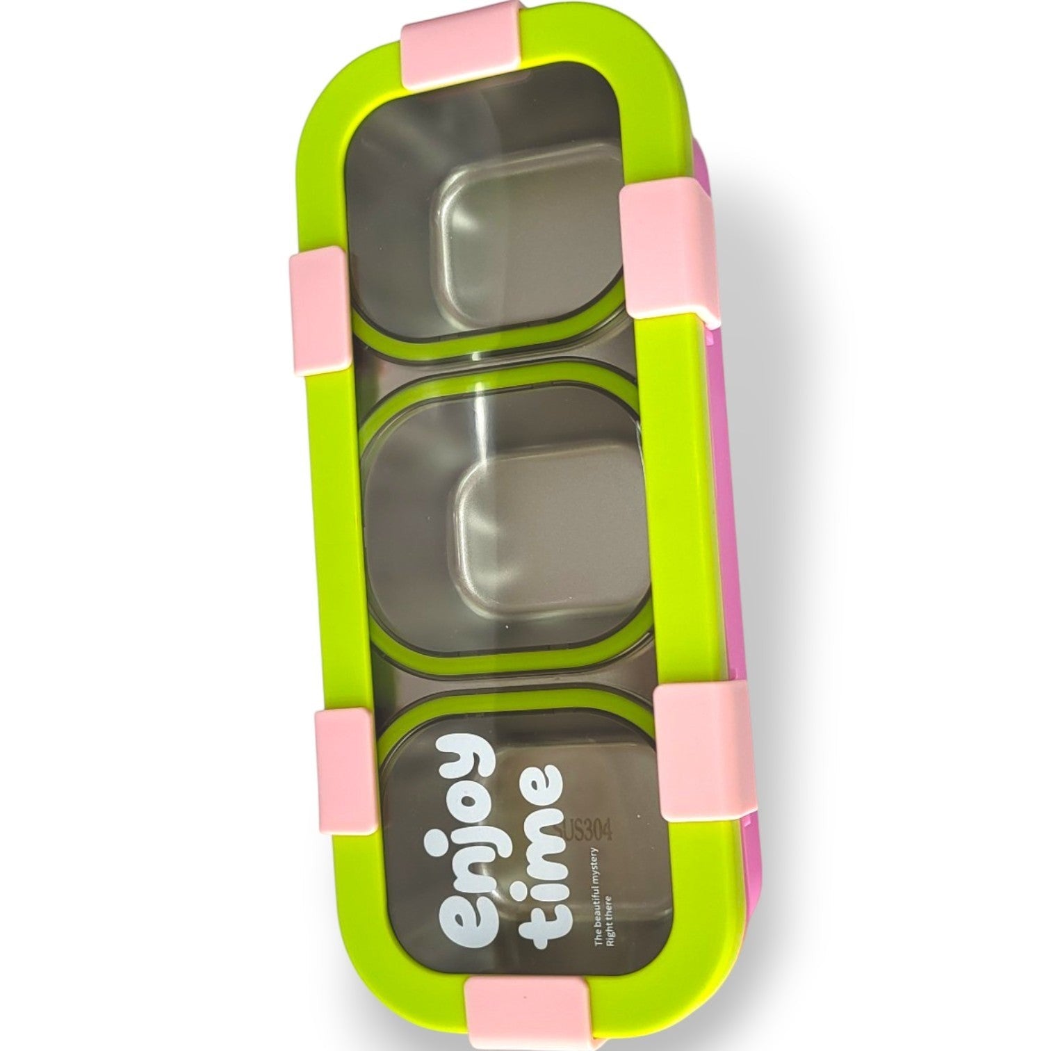 Kids Steel 3-Section Lunch Box with Spoon & Fork