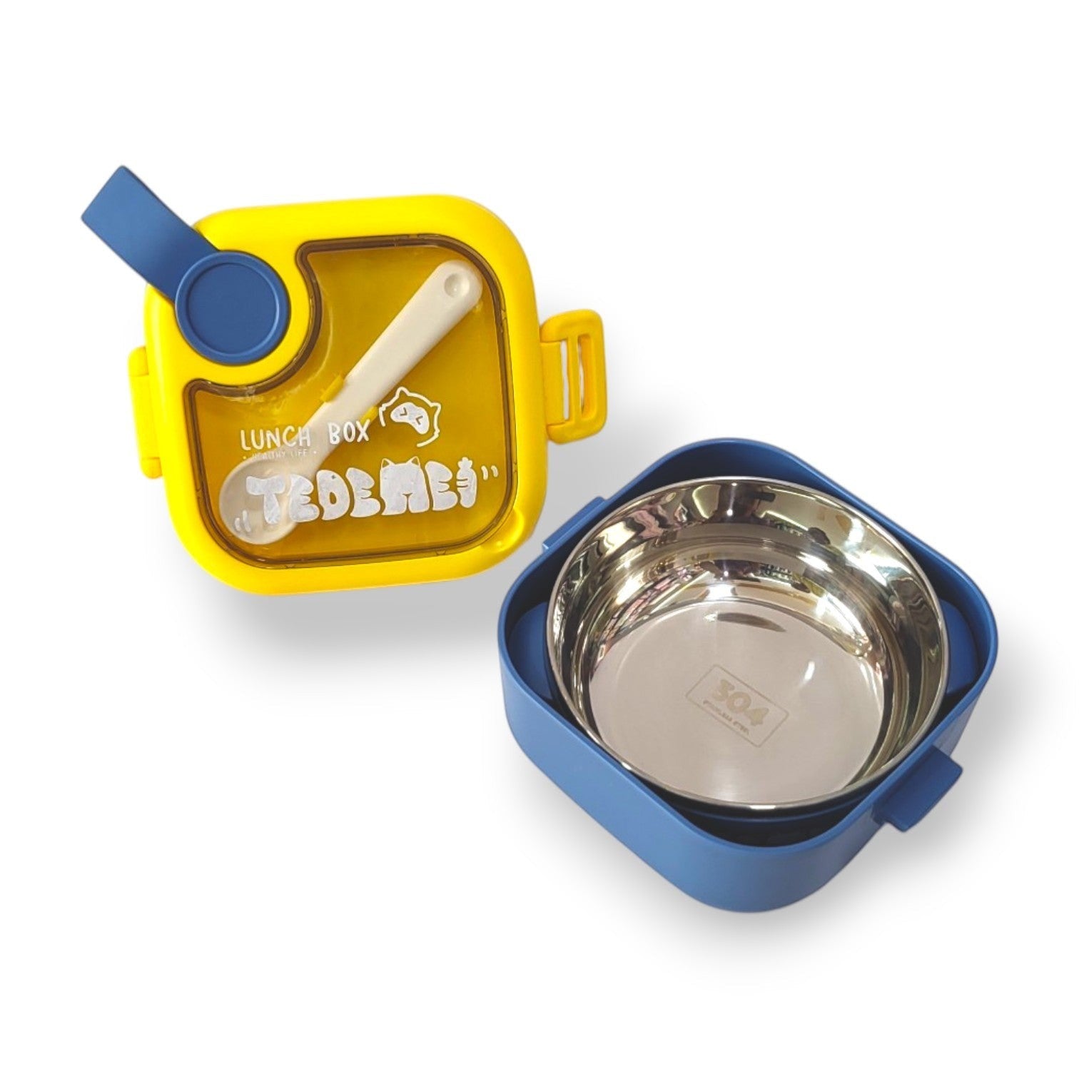 Kids Steel Lunch Box with Spoon & Scissors Set