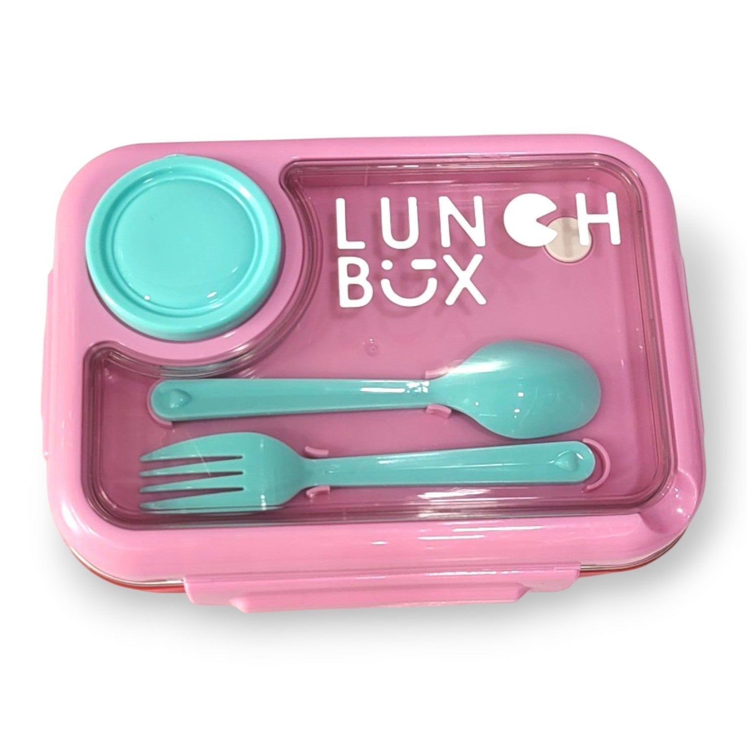Kids Steel Bento Lunch Box with Sauce Cup & Cutlery