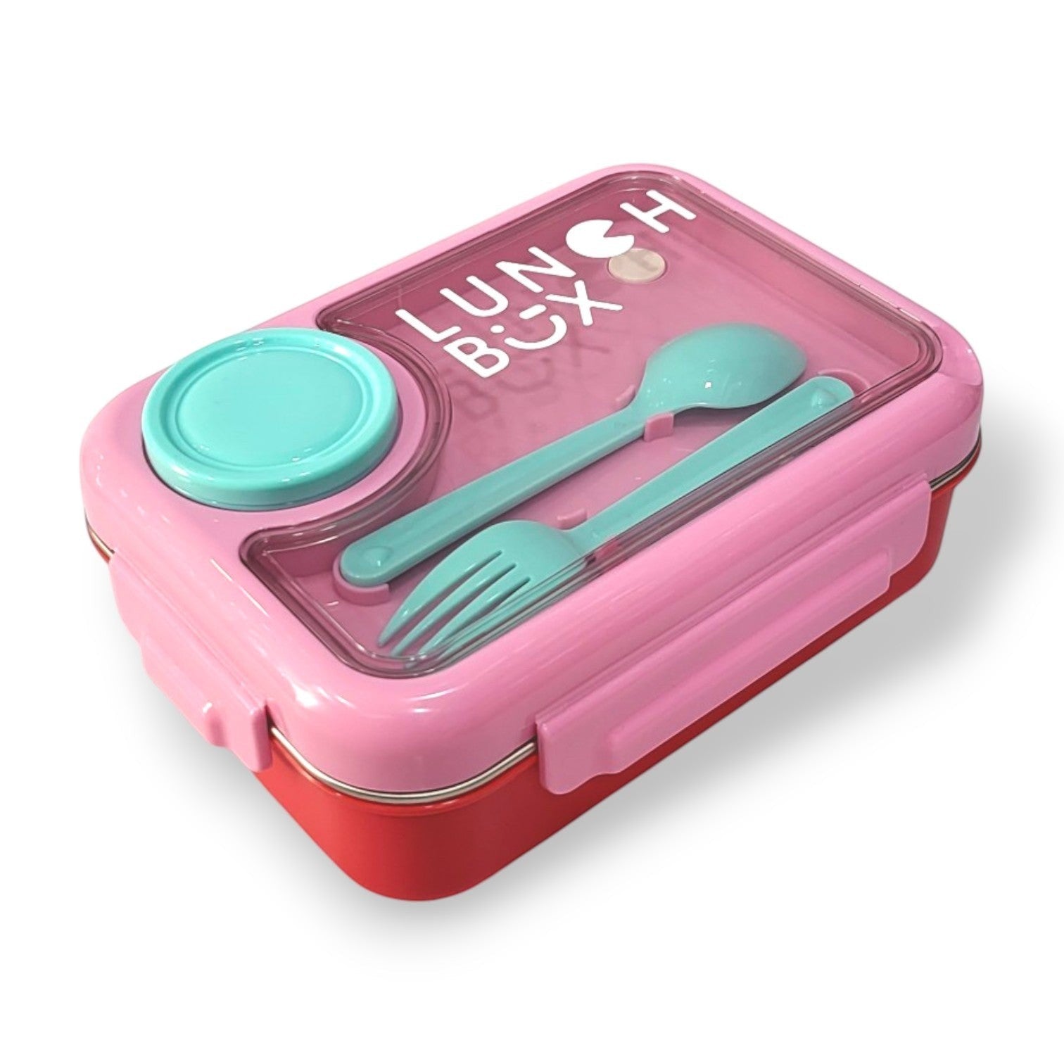Kids Steel Bento Lunch Box with Sauce Cup & Cutlery