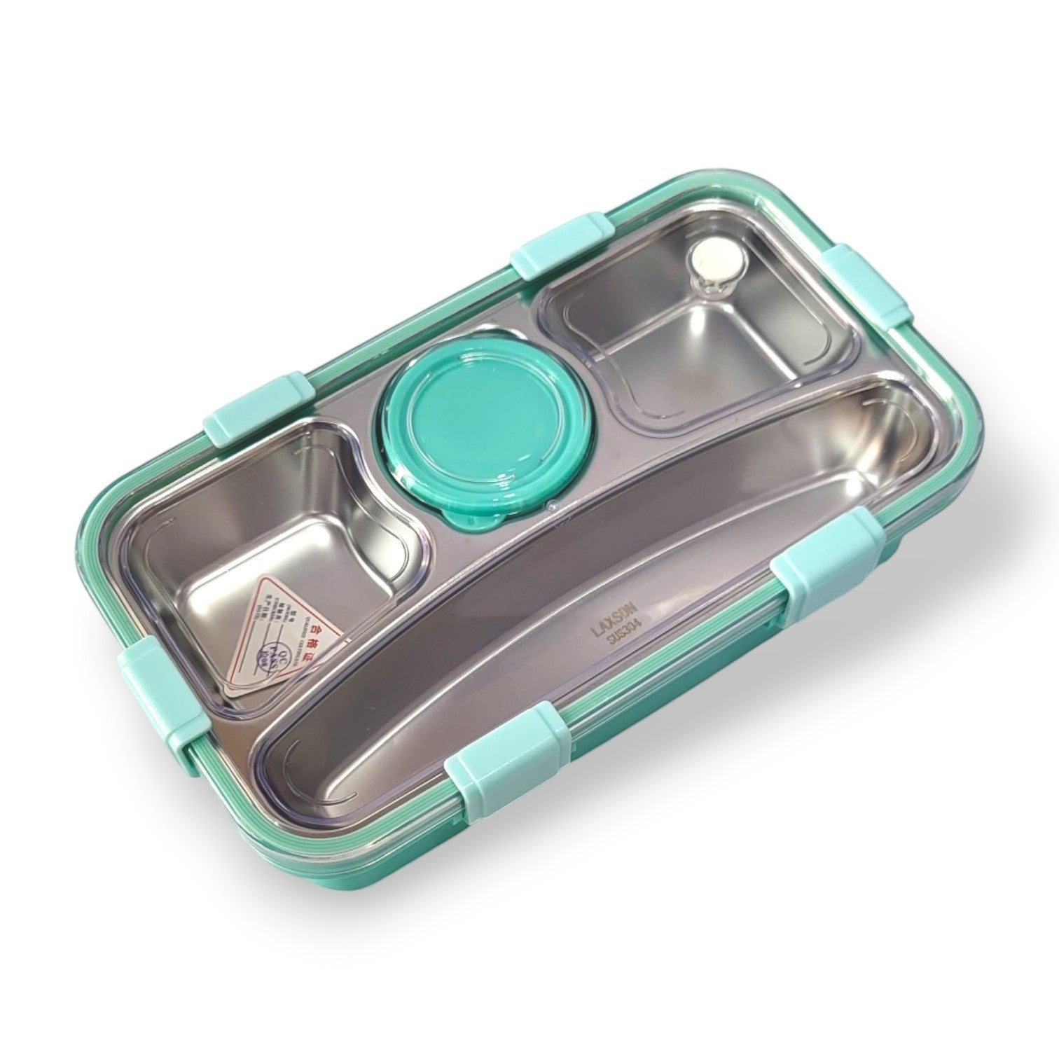 Kids Steel 4-Section Lunch Box with Soup Cup & Spoon
