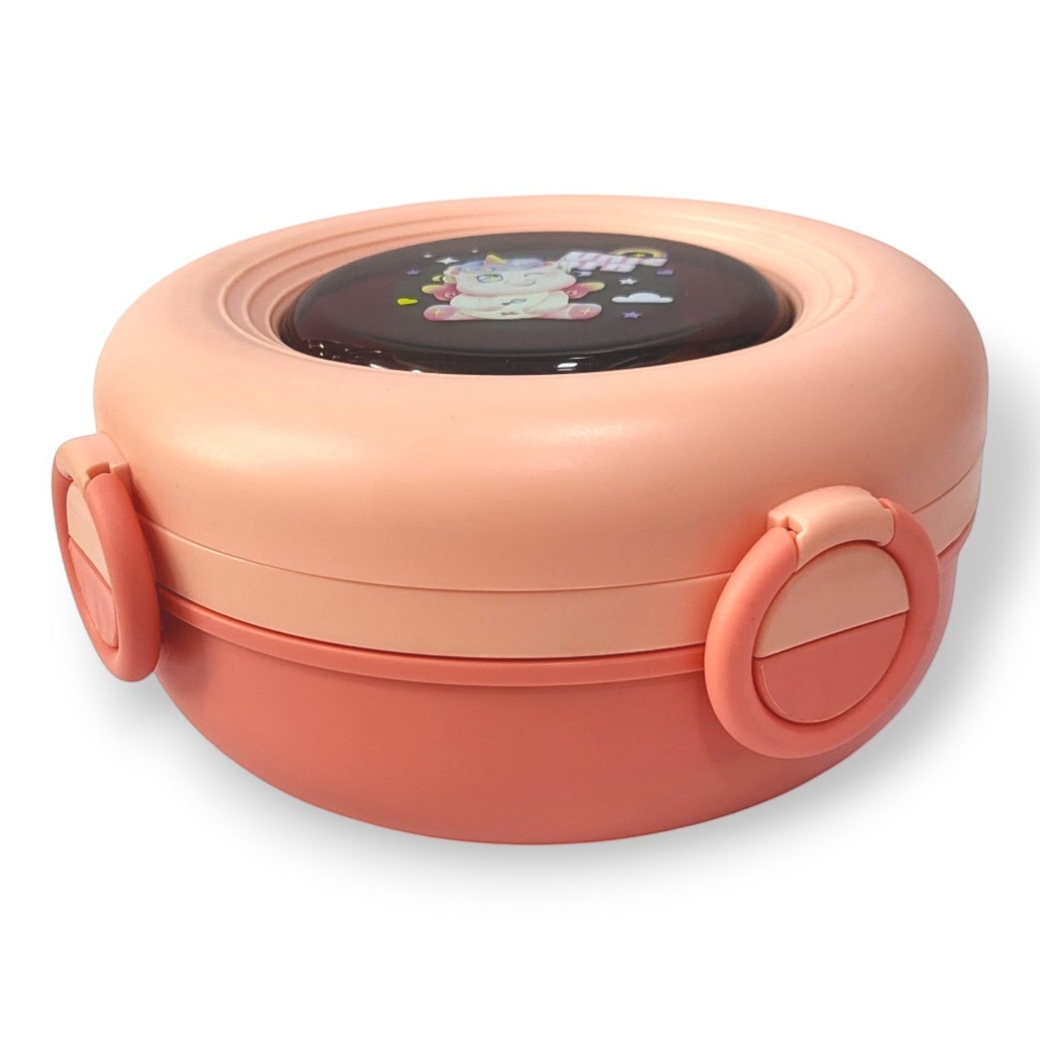 Kids Round Steel Tiffin Box with Spoon & Fork