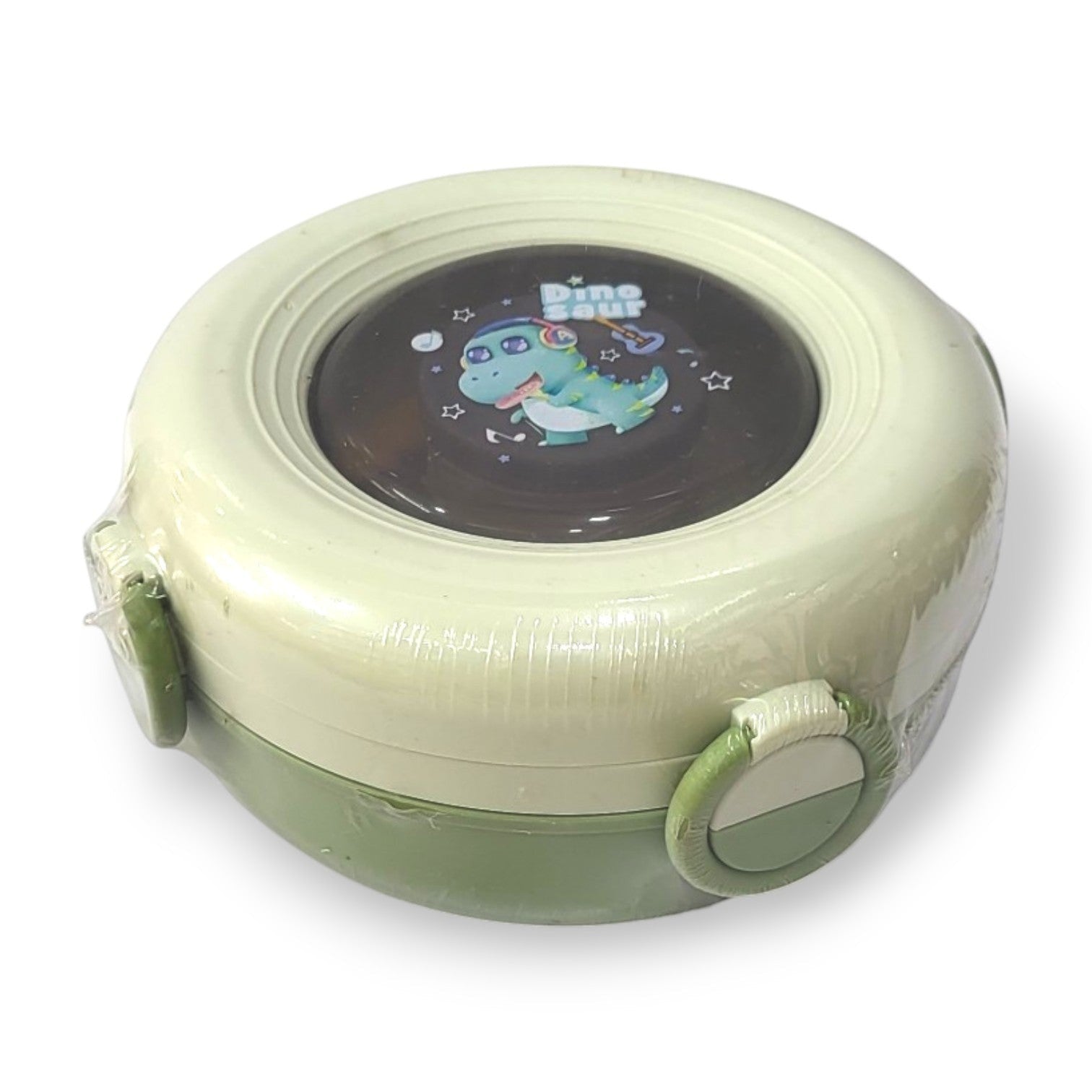 Kids Round Steel Tiffin Box with Spoon & Fork